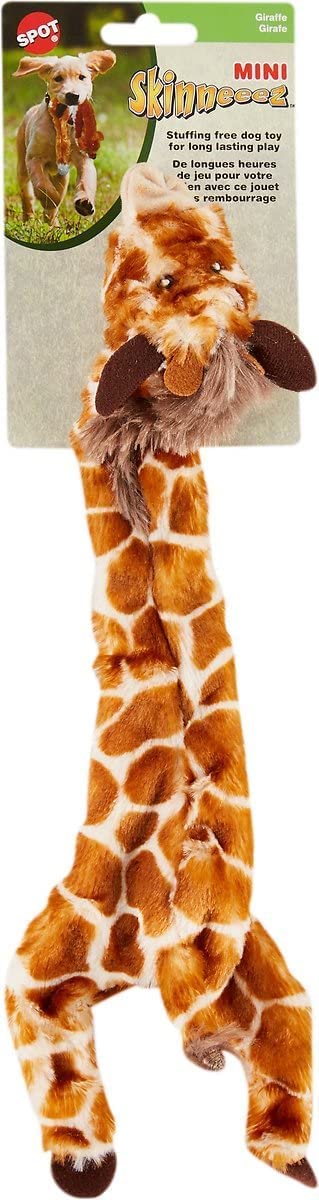 SPOT Mini Skinneeez Stuffless Dog Toy with Squeaker - Soft Plush Giraffe Tug of War Squeak Toy for Small & Large Dogs | Interactive Chew Toy for Puppies & Adult Dogs | Perfect for Indoor Play, Training & Bonding Time