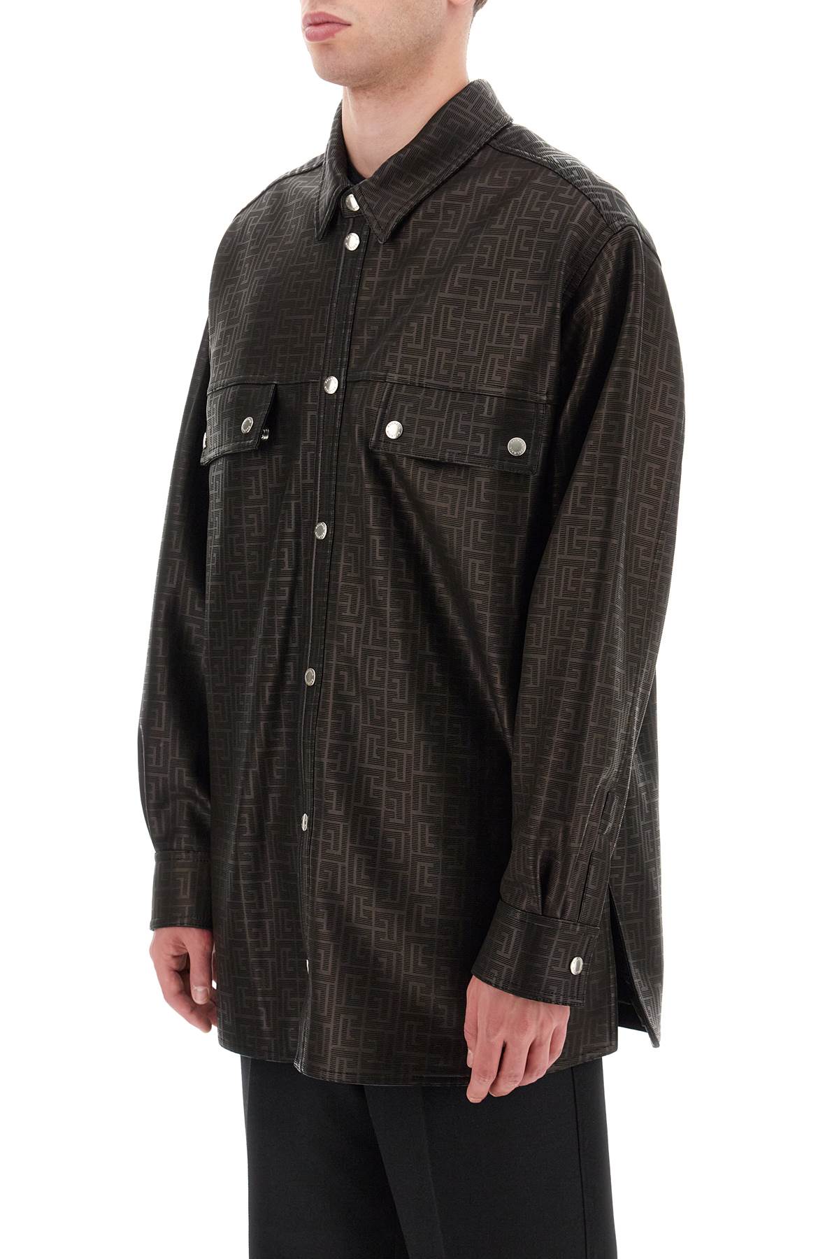 Balmain Monogram Leather Overshirt Jacket for Men - Luxury Designer Shacket for Casual & Streetwear Outfits