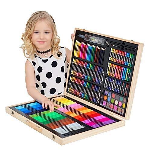 ZYF 251-Piece Deluxe Wooden Art Set for Kids - Professional Drawing & Painting Supplies in Wooden Case | Perfect for Studio, School & Home Art Projects | Great Gift for Young Artists & Craft Lovers