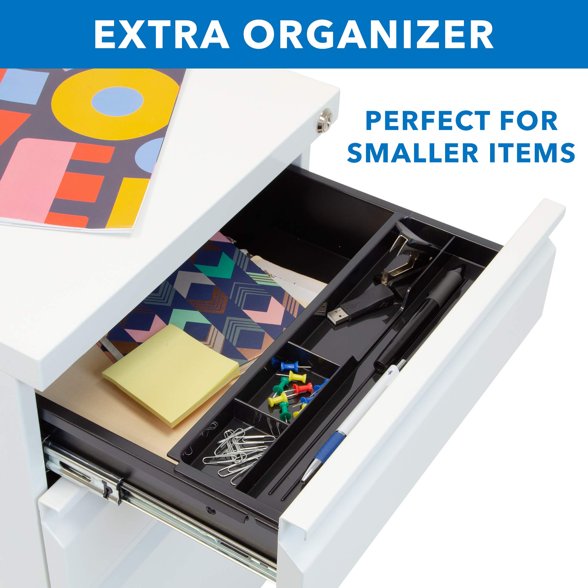 Mount-It! 3-Drawer Lockable Rolling File Cabinet with Wheels - White Under Desk Storage Organizer for Home Office - Holds Legal, Letter & A4 Files - Perfect for Small Spaces & Mobile Document Organization