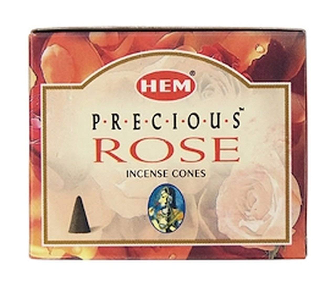 HEM Precious Rose Incense Cones - Pack of 10 | Authentic Indian Incense for Meditation, Yoga & Aromatherapy | Creates Relaxing Atmosphere at Home