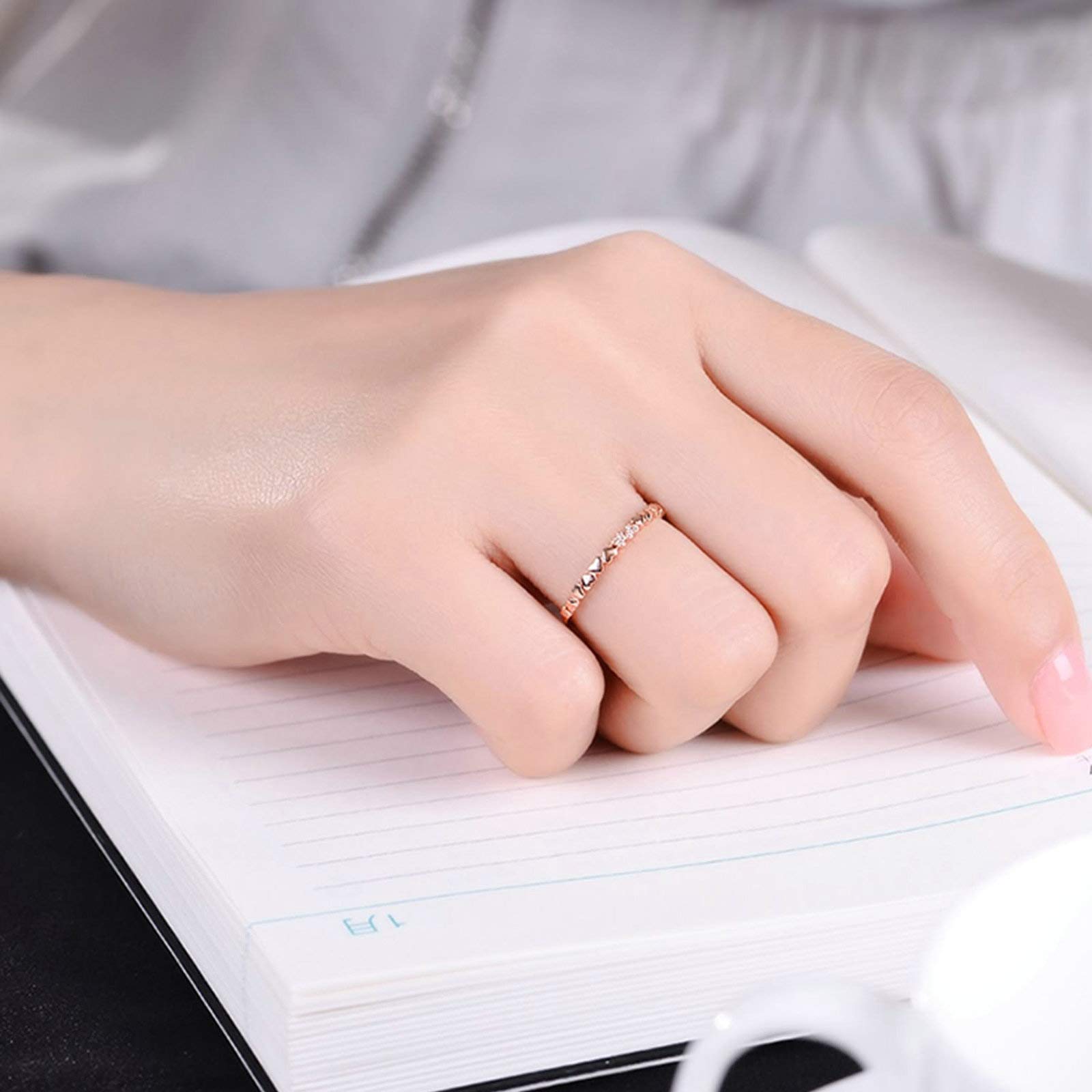 18ct Rose Gold Eternity Wedding Band for Women - Heart Design with 0.01ct Round Diamonds - Romantic Gift for Anniversary, Engagement & Valentine's Day