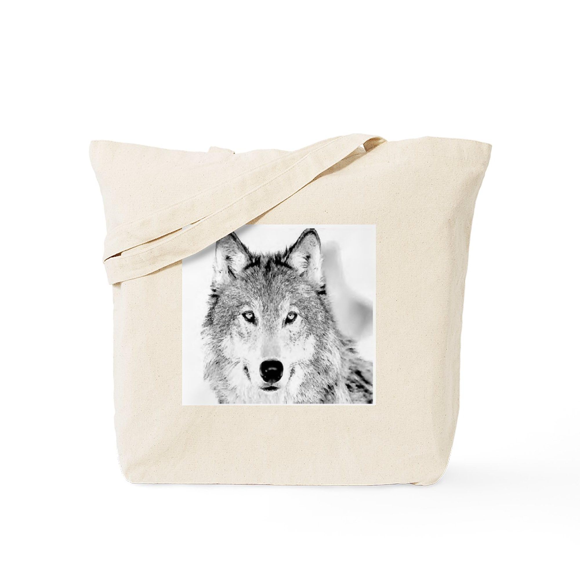 Great White Wolf Tote Bag - Natural Canvas Reusable Shopping Bag for Groceries, Beach & Everyday Use | Eco-Friendly Cotton Tote with Unique Wolf Design