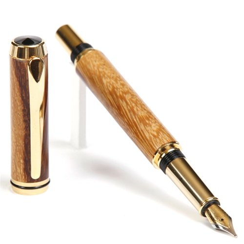Lanier Pens Baron Fountain Pen - Tennessee Gold Finish - Premium Marblewood Barrel - Elegant Writing Instrument for Calligraphy, Business Signatures & Luxury Gifts