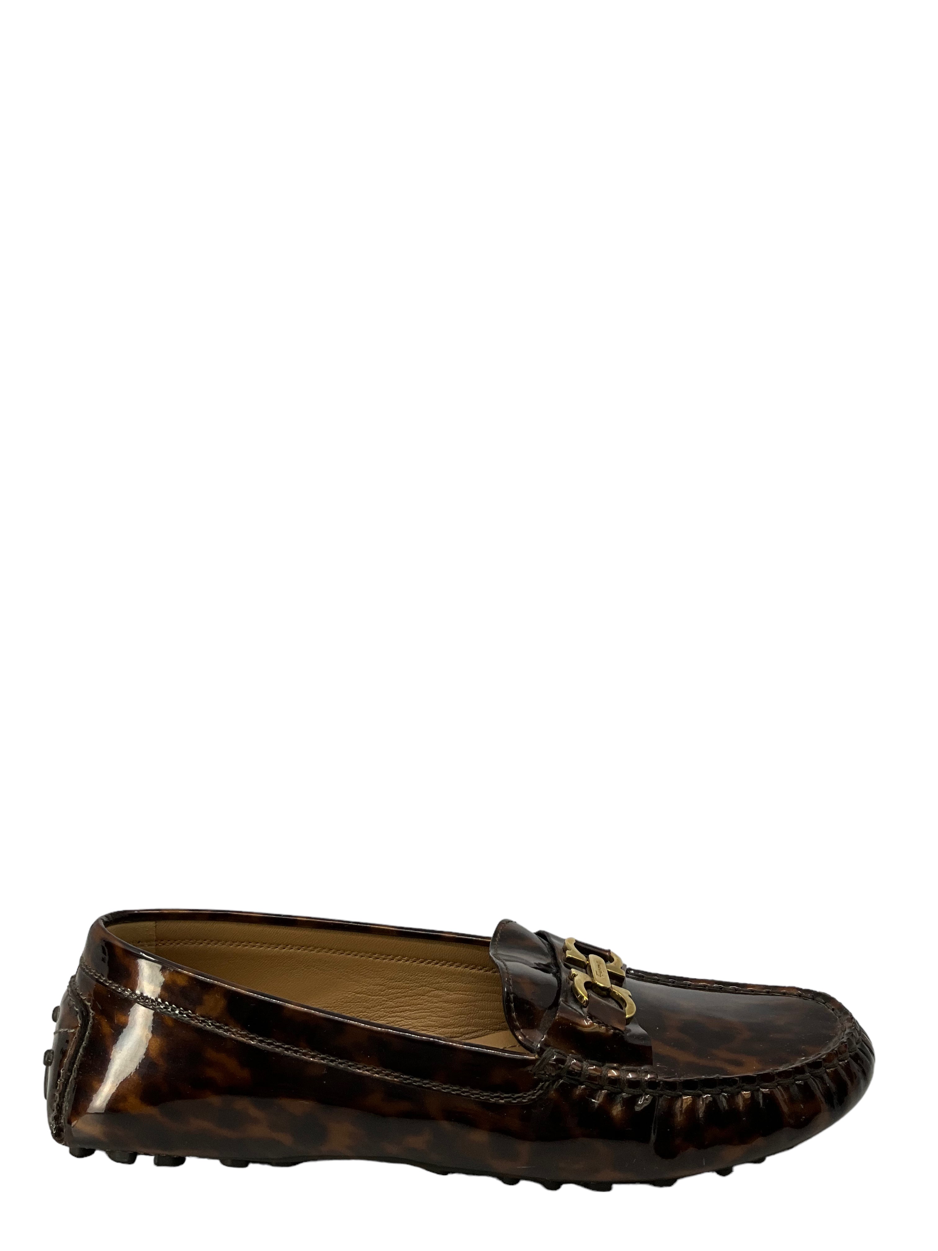 Salvatore Ferragamo Saba Patent Leather Loafers for Men - Size 7.5 US - Shiny Black Formal Shoes for Business & Office Wear