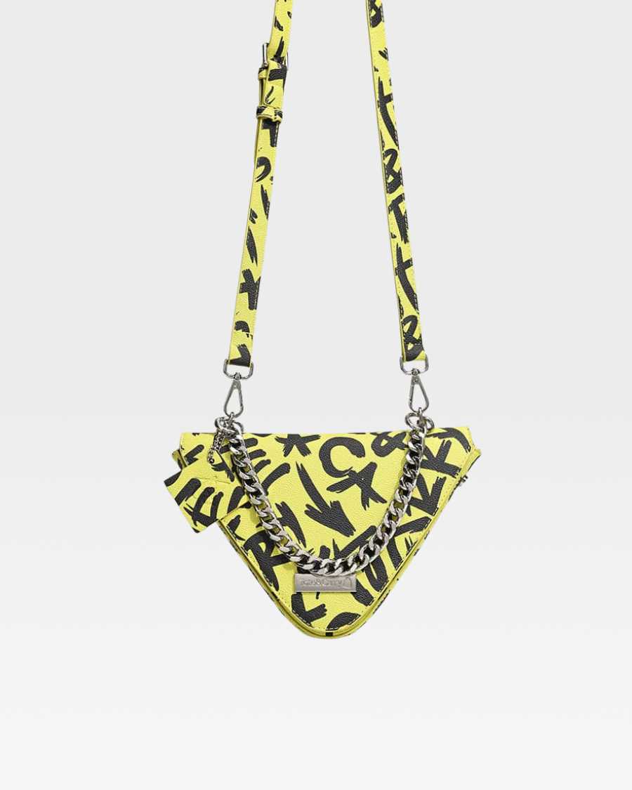 Trendy Yellow Graffiti Shoulder Bag for Women & Men - Stylish Crossbody Purse for Streetwear, Travel & Daily Use