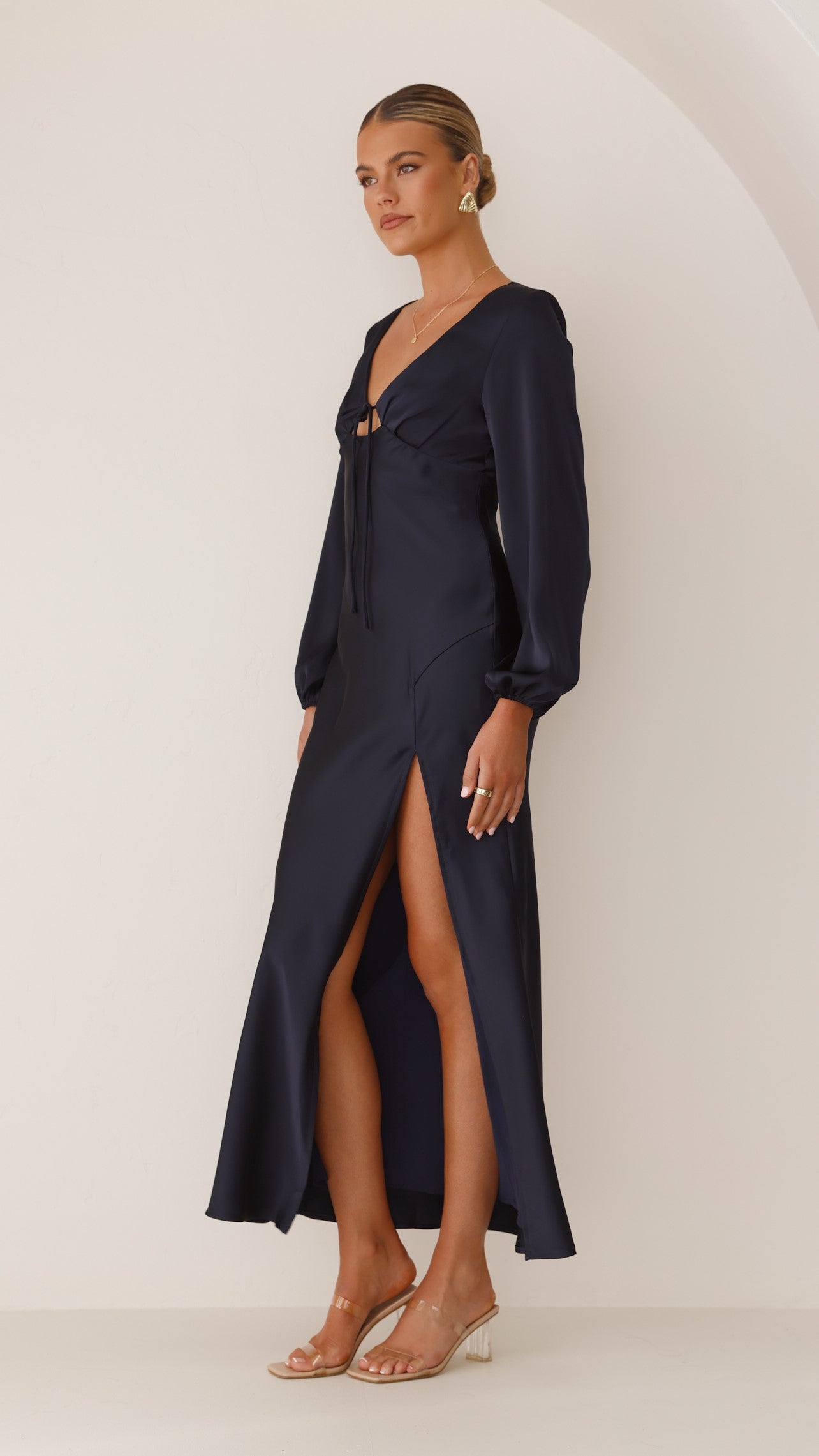 Brigitte Maxi Dress Navy Blue - Elegant Long Flowy Summer Dress for Women, Perfect for Beach Vacations, Weddings & Casual Outings