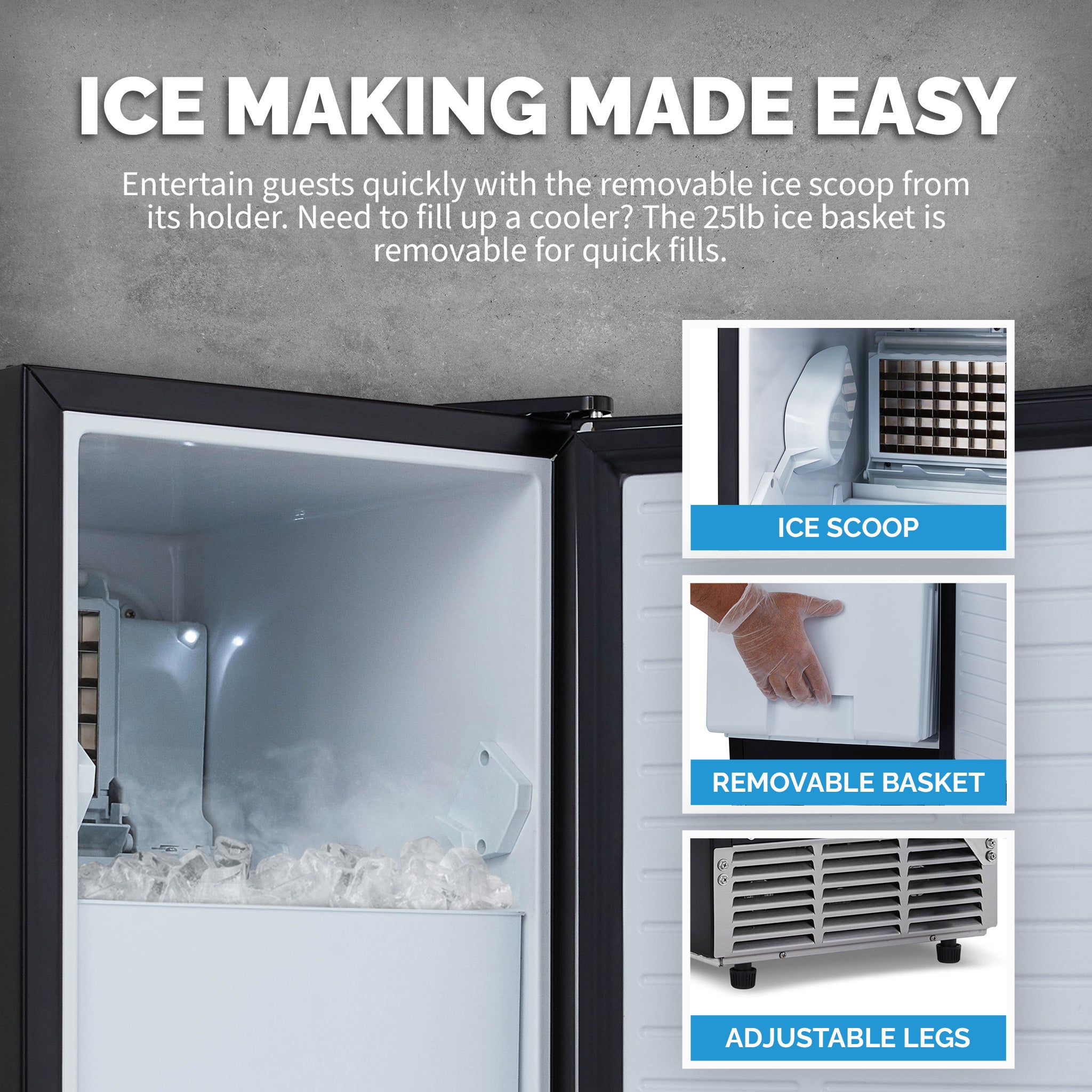 Newair® Undercounter Ice Maker for Home - 80 lbs/day Clear Ice Production, Stainless Steel Design | Perfect for Kitchens, Bars, Offices & Entertaining