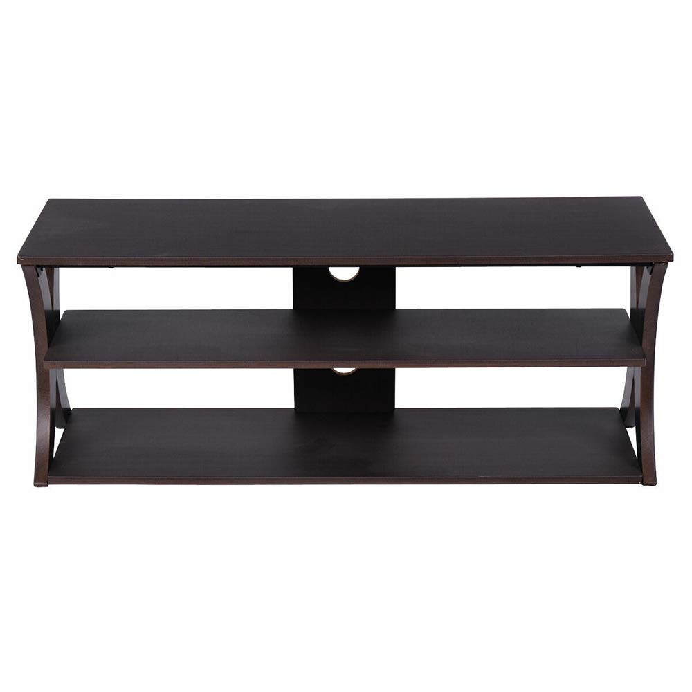 Dark Brown 3-Tier TV Stand Entertainment Center with Storage - MDF PVC Steel Media Console Cabinet 45.5