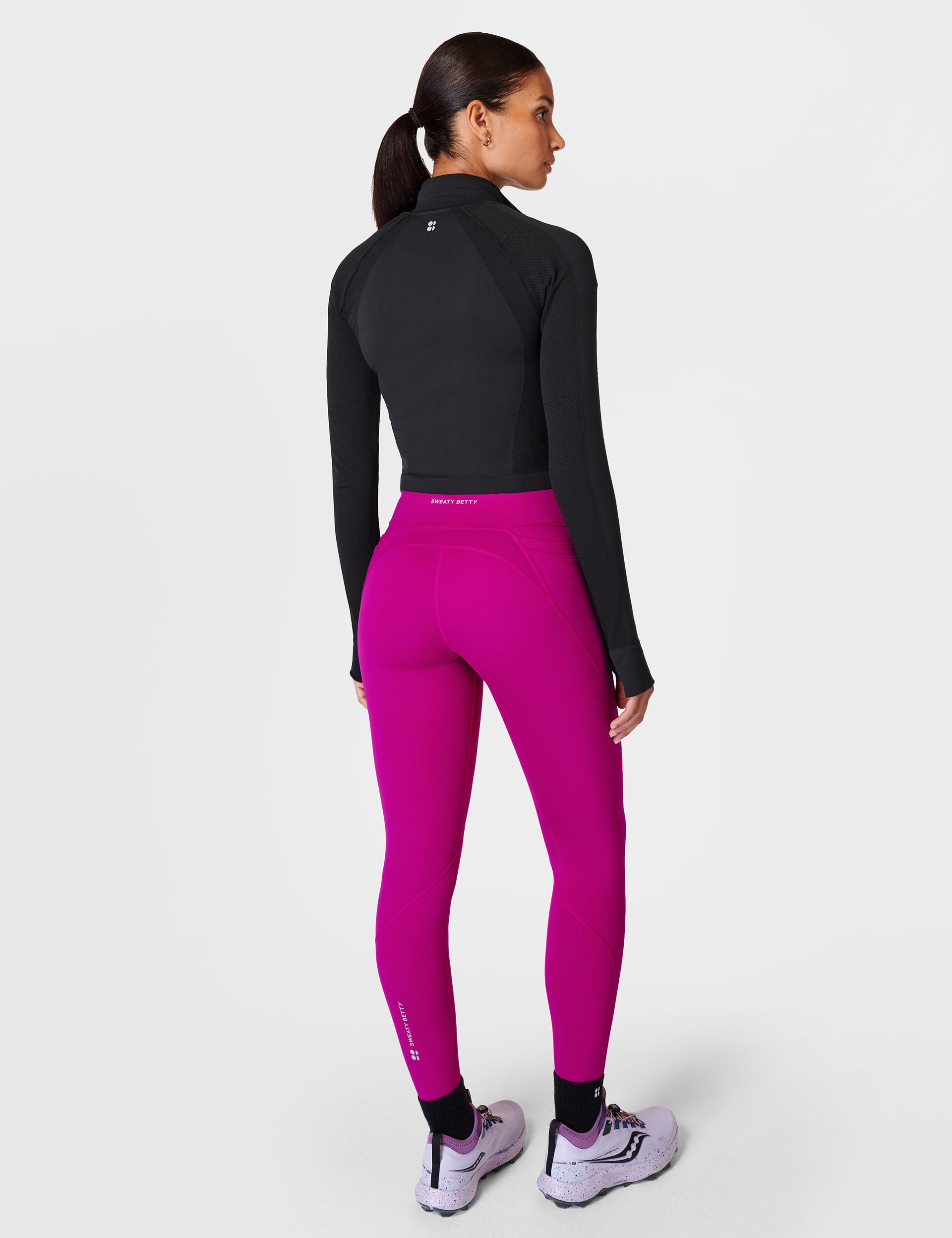 Seamless Zip-Up Gym Crop Top for Women - Black | Workout, Yoga & Running Activewear