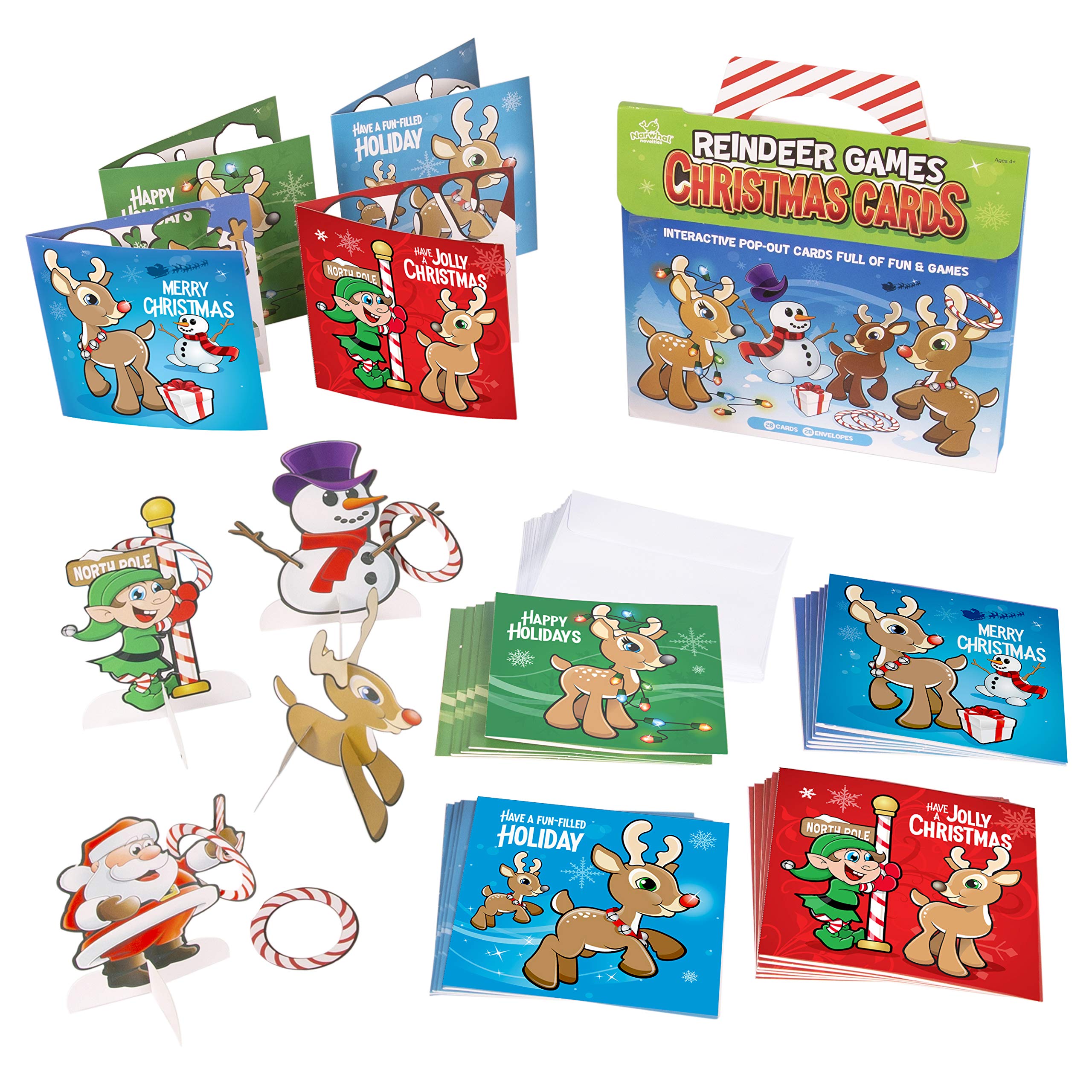 28 Pack Merry Christmas Greeting Cards for Kids - Perfect for Classroom Exchanges, Holiday Parties & Family Gifts