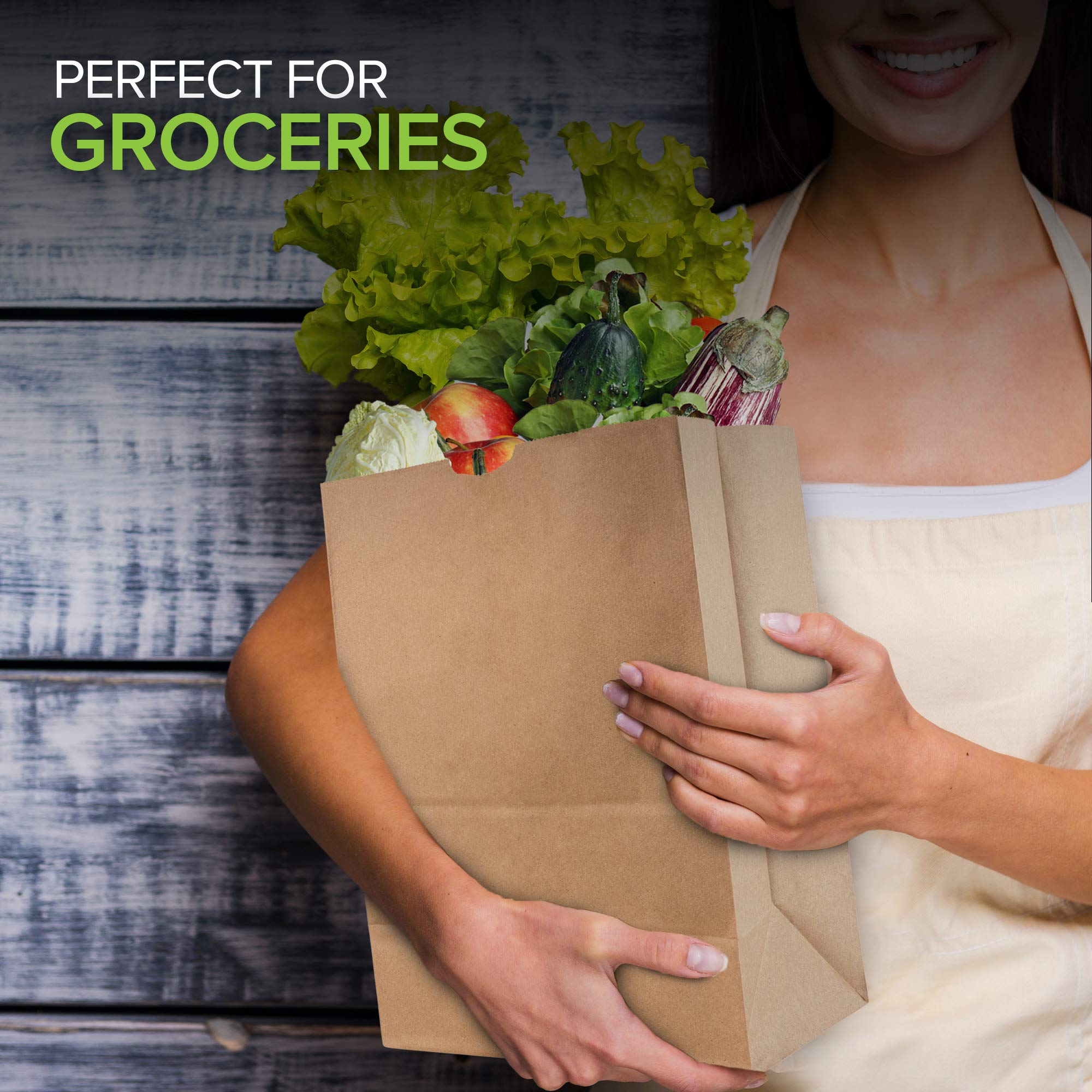 Stock Your Home 52 Lb Kraft Brown Paper Bags (50 Count) - Eco-Friendly Bulk Grocery Bags for Shopping, Takeout & Retail Packaging - Heavy Duty Large Paper Bags for Supermarkets, Restaurants & Farmers Markets