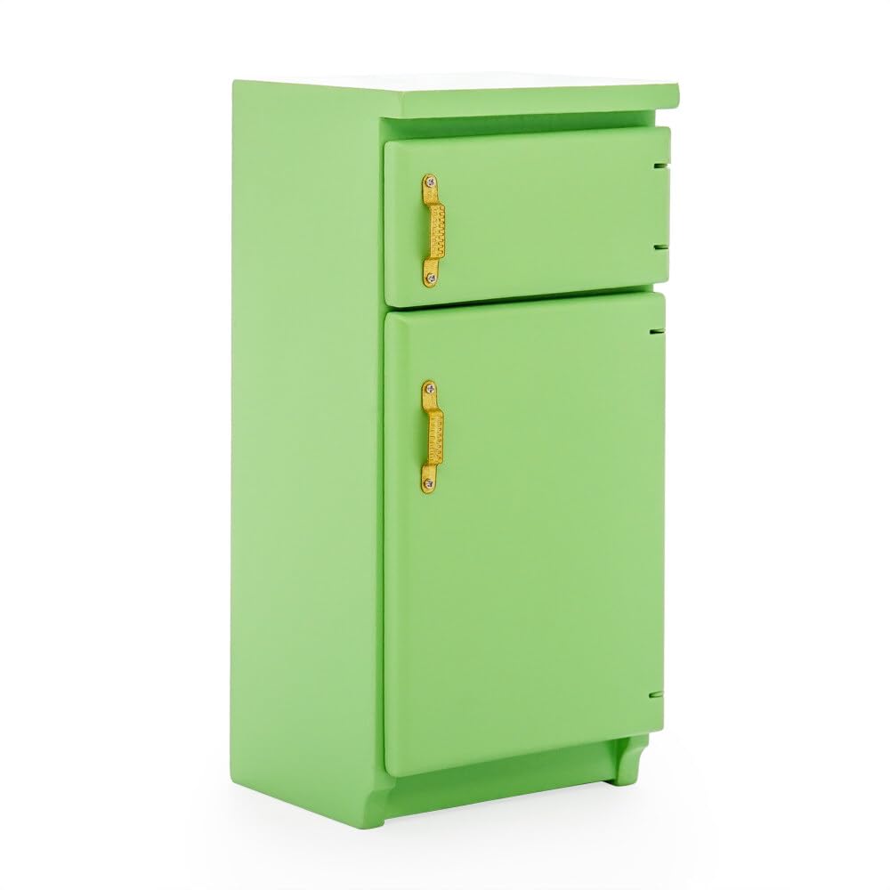 1/12 Scale Miniature Fridge Refrigerator - Green Dollhouse Kitchen Accessory for Model Scenes & DIY Crafts | Perfect for Dollhouse Decor, Miniature Displays & Collectors