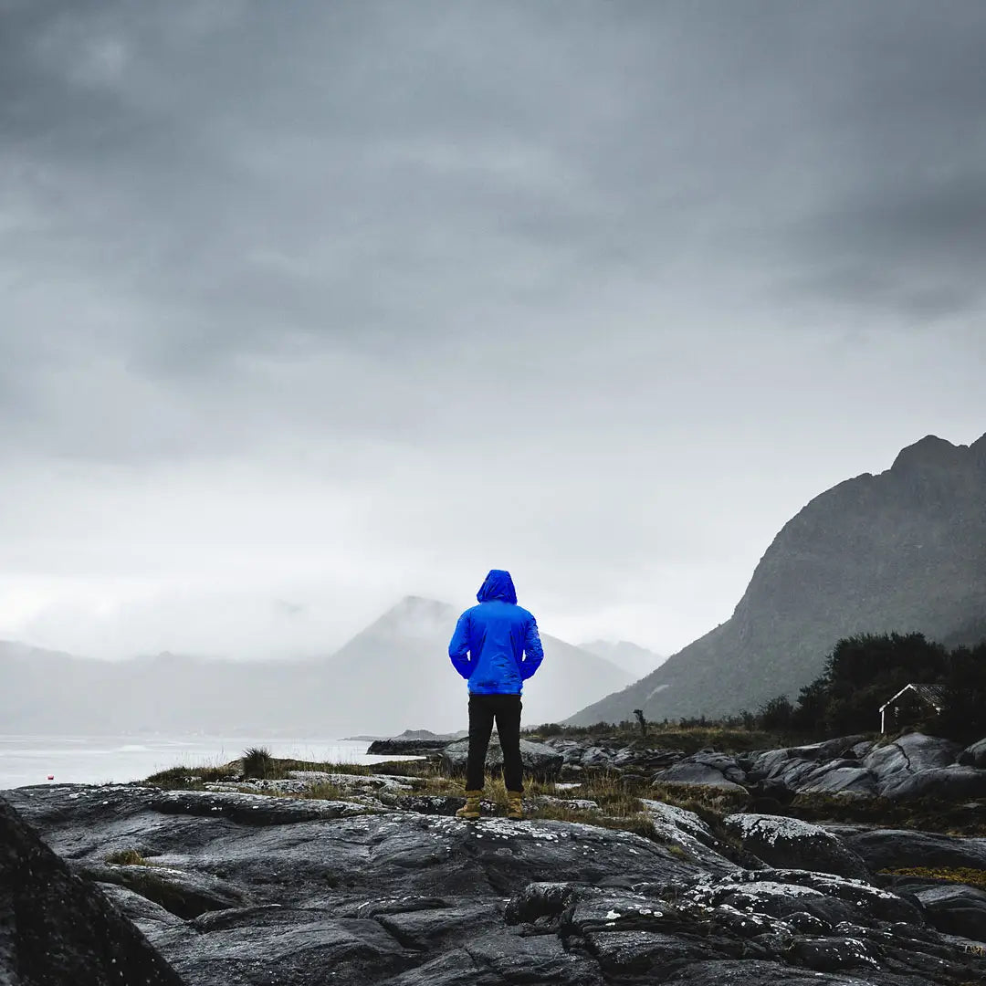Men's Lightweight Waterproof Jacket - Blue Outdoor Raincoat for Hiking, Camping & Travel | Windproof & Breathable