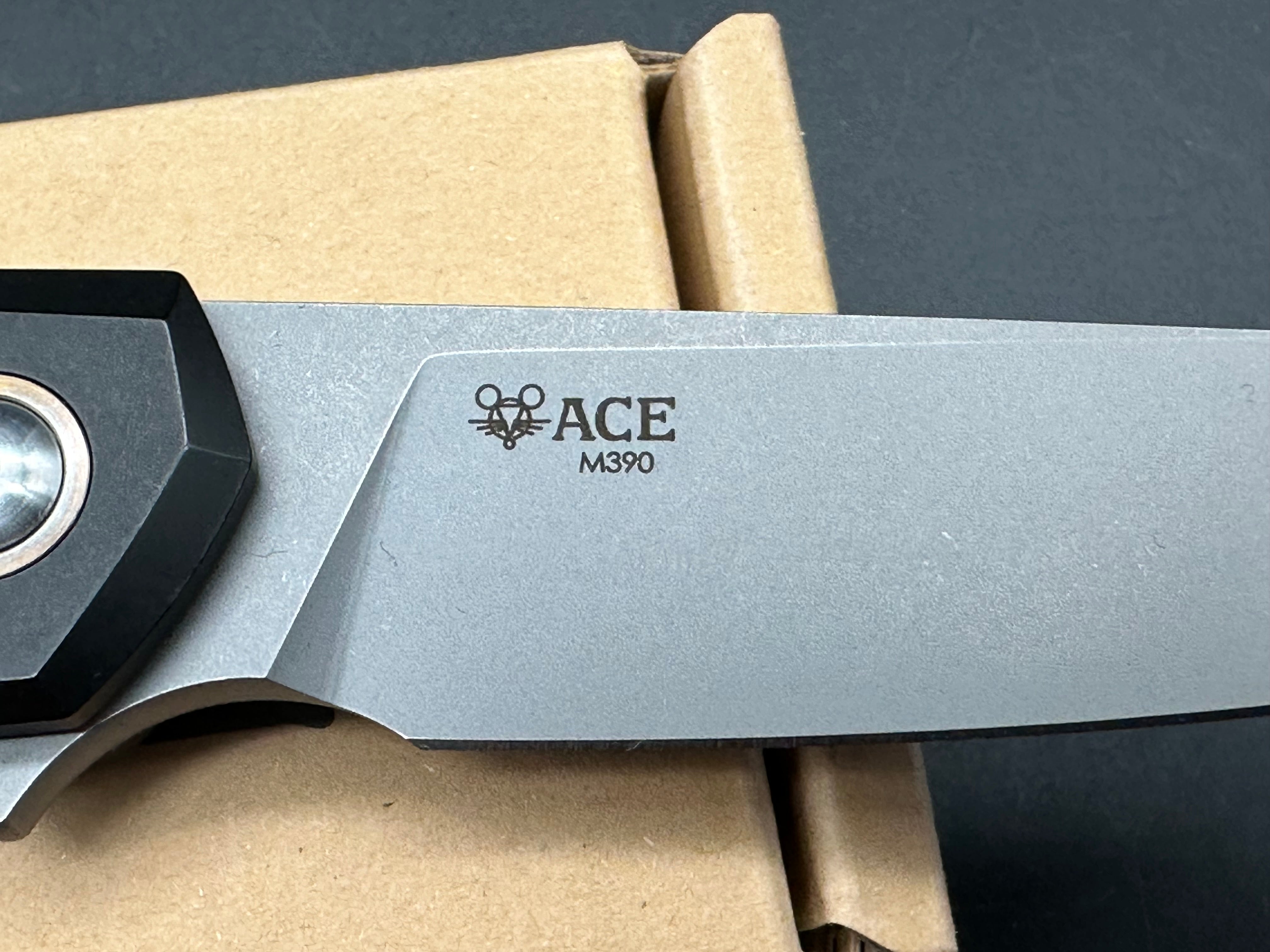 GiantMouse Ace Sonoma Titanium Folding Knife - Black PVD Coated, Stonewashed M390 Steel Blade - EDC Pocket Knife for Outdoor Camping, Hiking & Everyday Carry