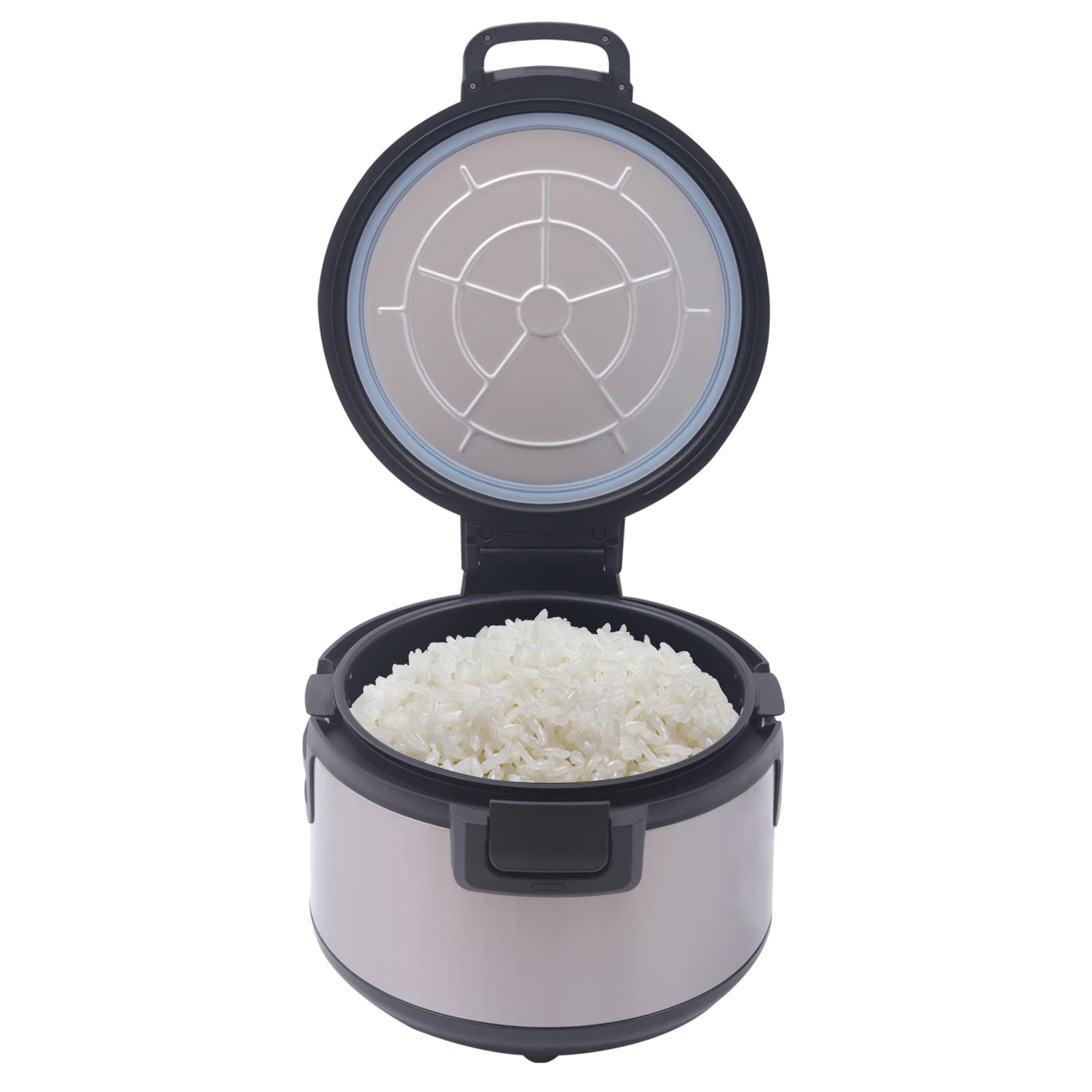 Commercial Rice Cooker 100W, 20Qt 410 Stainless Steel Rice Warmer with Dual Temperature Control & Non-Stick Inner Pot - Perfect for Restaurants, Catering & Large Gatherings (Serves 30-45 People) - Black