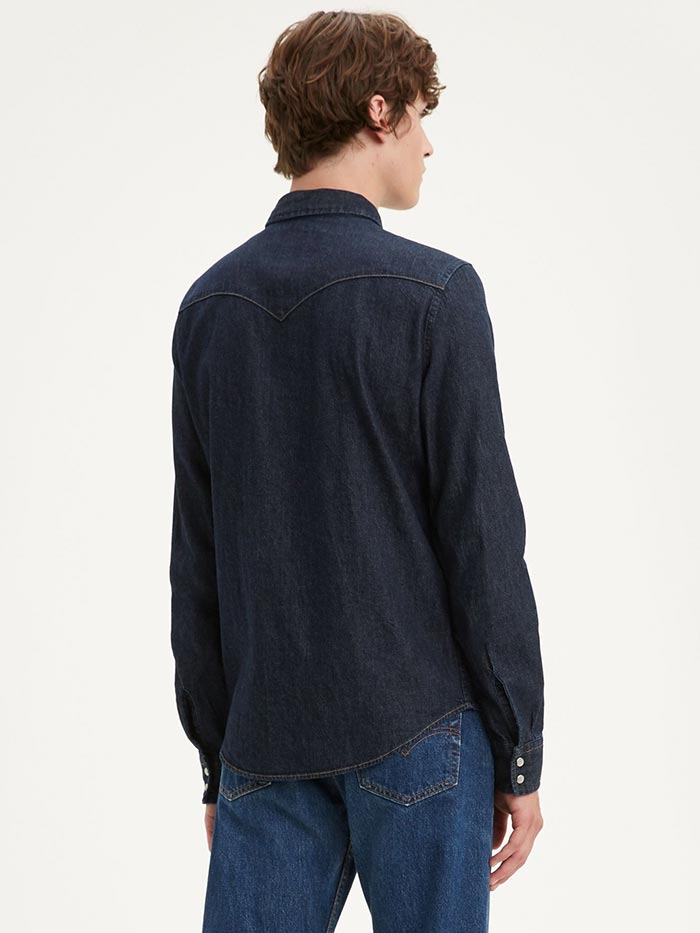 Levi's Men's Classic Western Denim Snap Shirt - Dark Wash Western Style Button Up Shirt for Casual Wear & Country Outfits