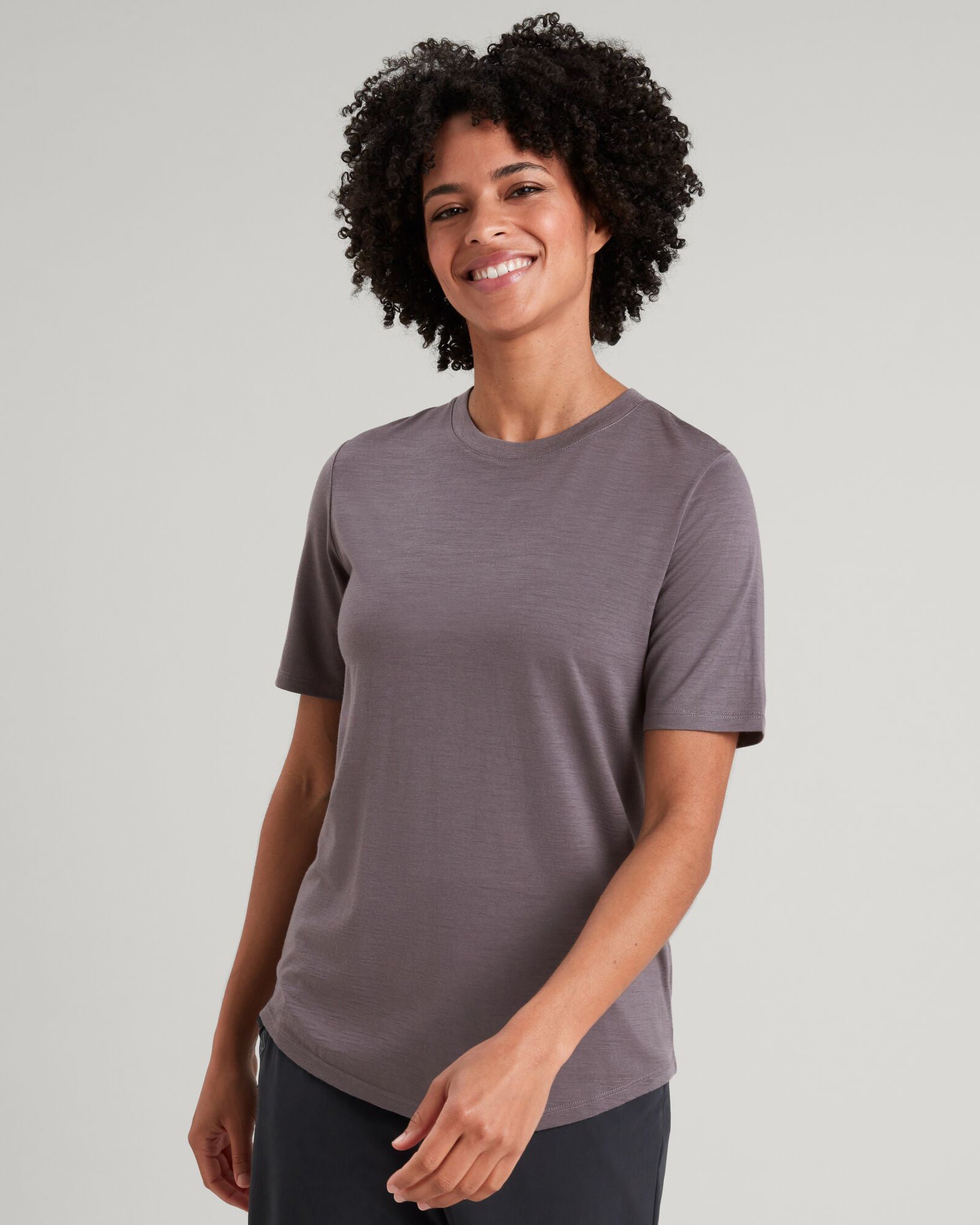 100% Merino Wool Short Sleeve Crew Neck T-Shirt for Women - Light Quartz Color | Soft & Breathable Summer Base Layer for Hiking, Yoga & Travel