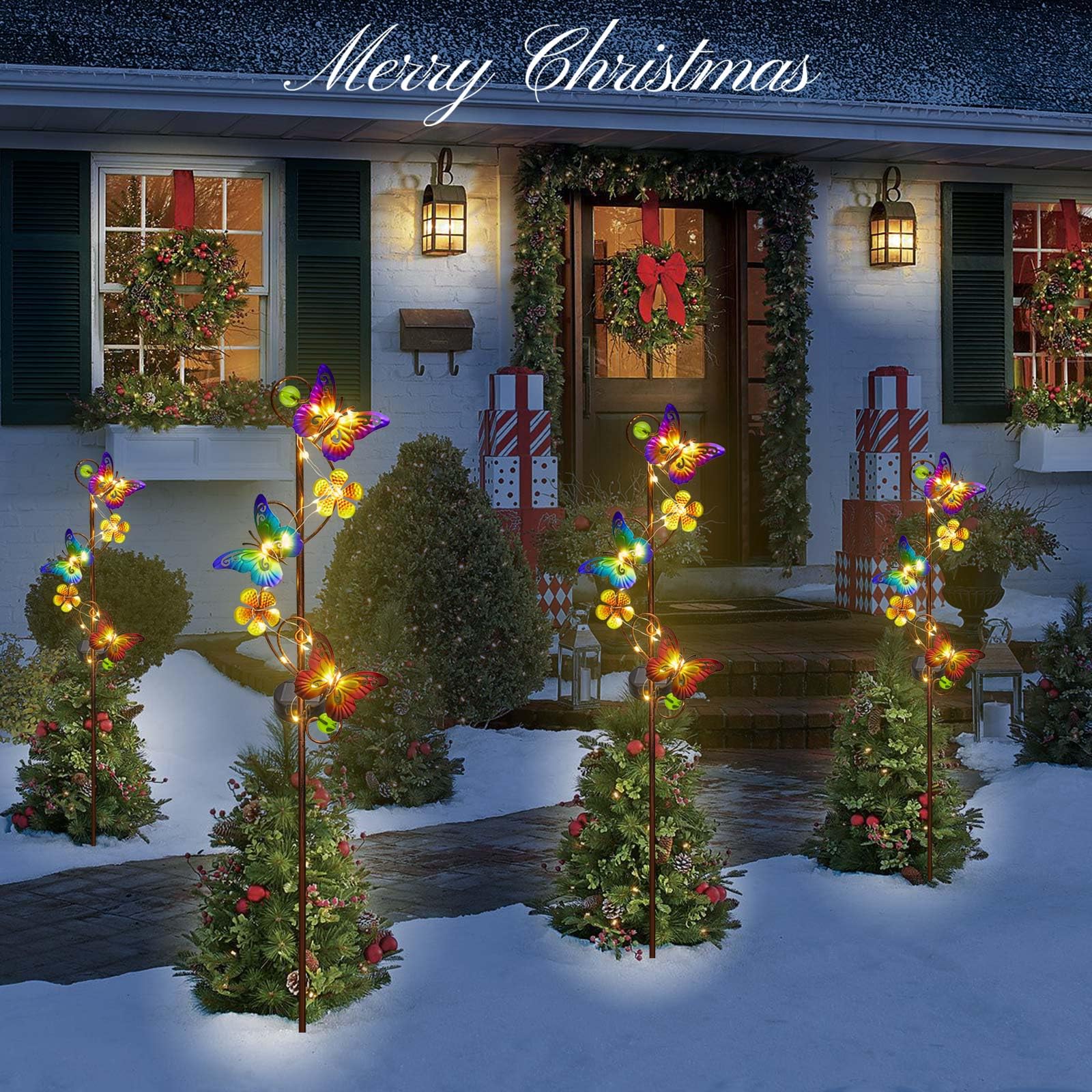 Solar Powered Butterfly Garden Lights - Waterproof Metal Solar Stake Lights for Yard, Lawn, Patio & Walkway (2 Pack) - Perfect Outdoor Decor for Women, Mom & Grandma - Ideal for Gardening, Pathway Lighting & Backyard Decoration