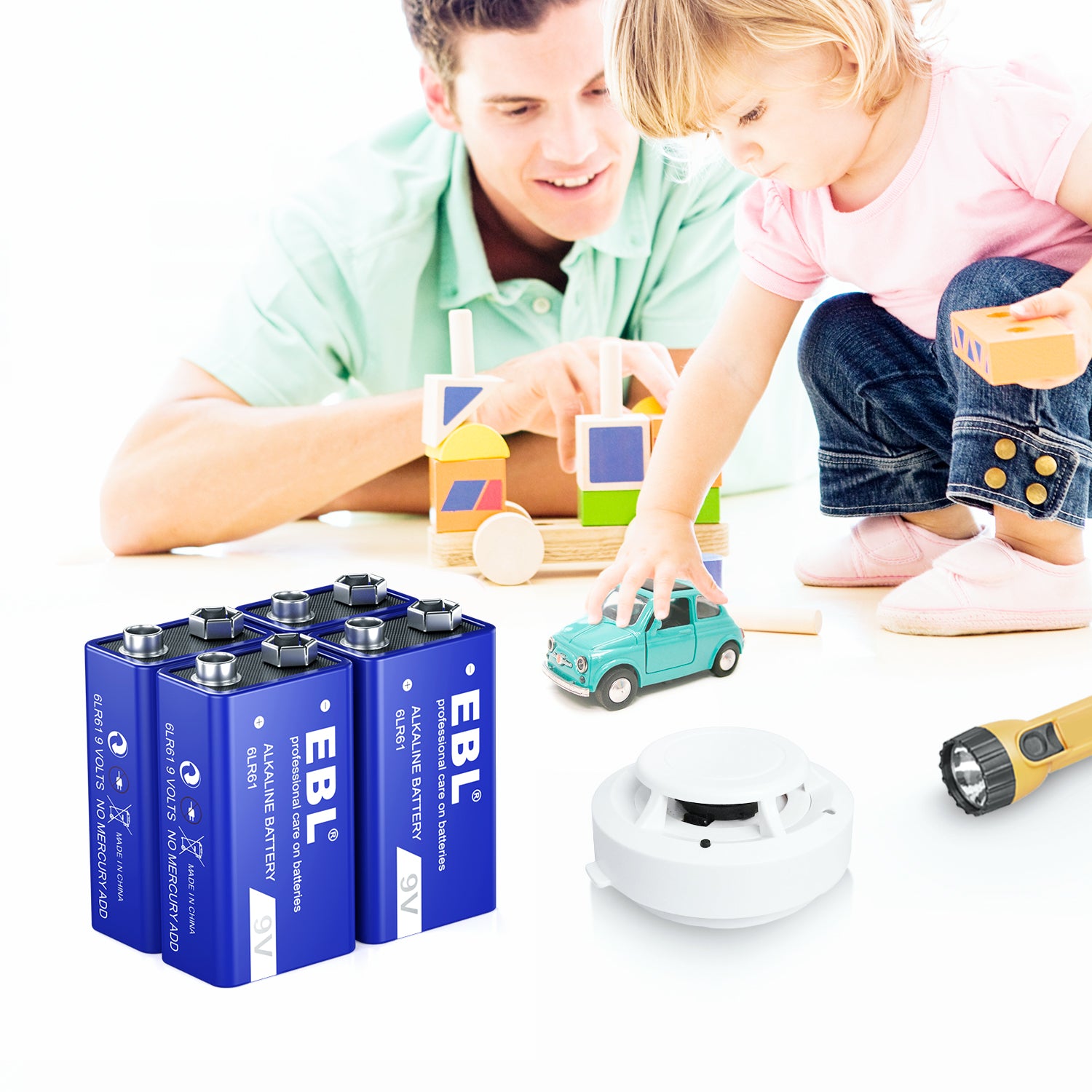 EBL 9V 6LR61 Alkaline Non-Rechargeable Battery 600mAh - Long-Lasting Power for Smoke Detectors, Toys, and Electronic Devices