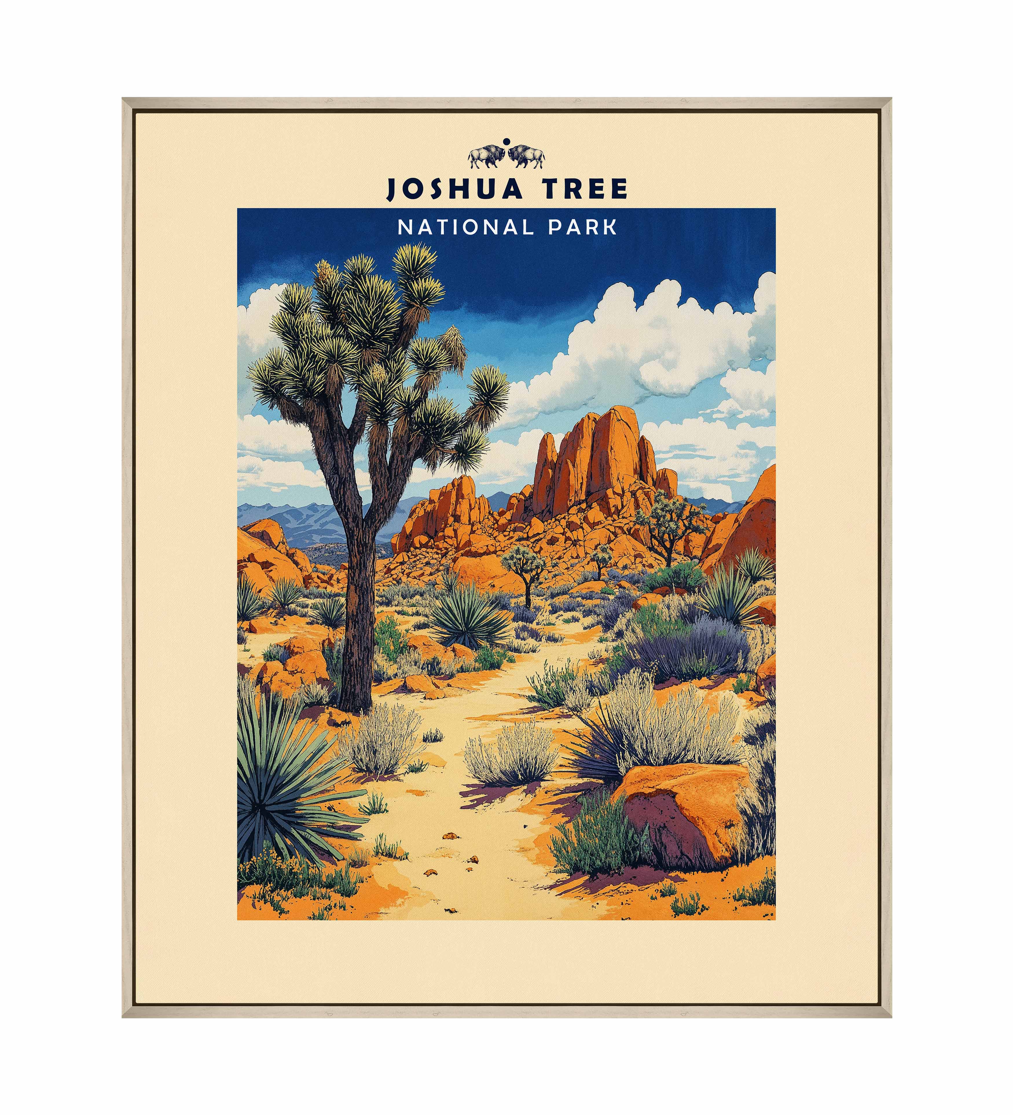 Joshua Tree Gallery Wrapped Canvas Wall Art - Stunning Desert Landscape Painting for Living Room, Bedroom & Office Decor