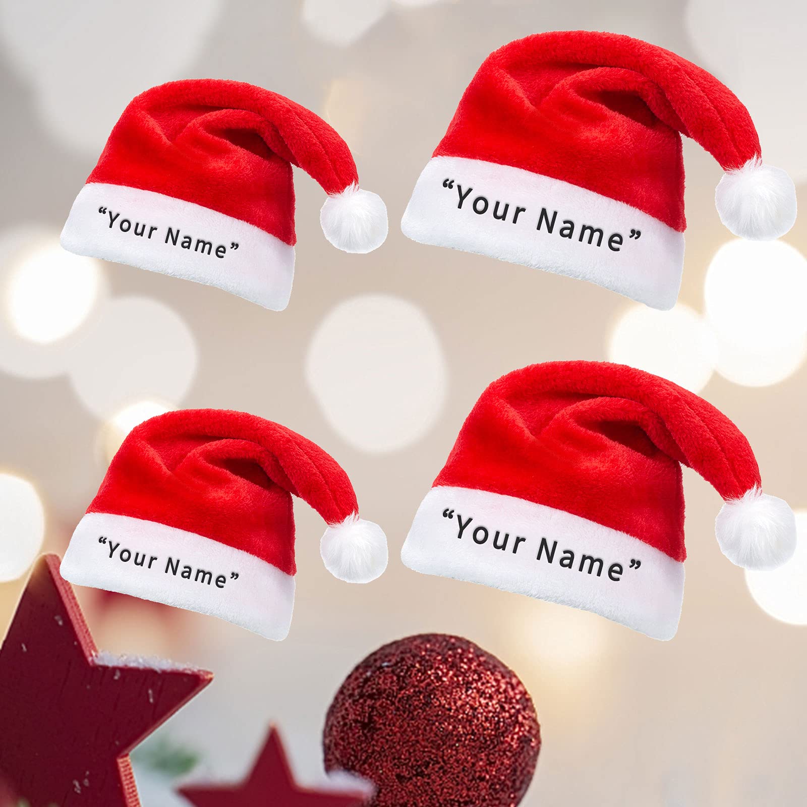 Personalized Christmas Santa Claus Hats for Adults - Custom Santa & Xmas Holiday Hats - Perfect for Christmas Parties, Family Gatherings & Festive Celebrations