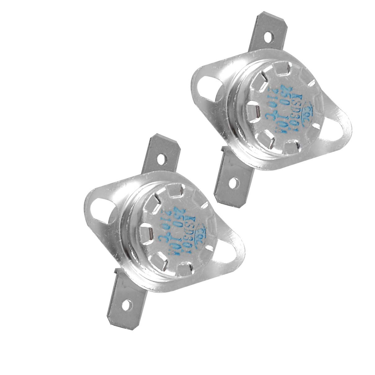 2 Pack KSD301 Ceramic Thermostats - Normally Closed, 210°C (410°F) Temperature Control Switch - Perfect for Coffee Makers, Electric Kettles, and Home Appliances