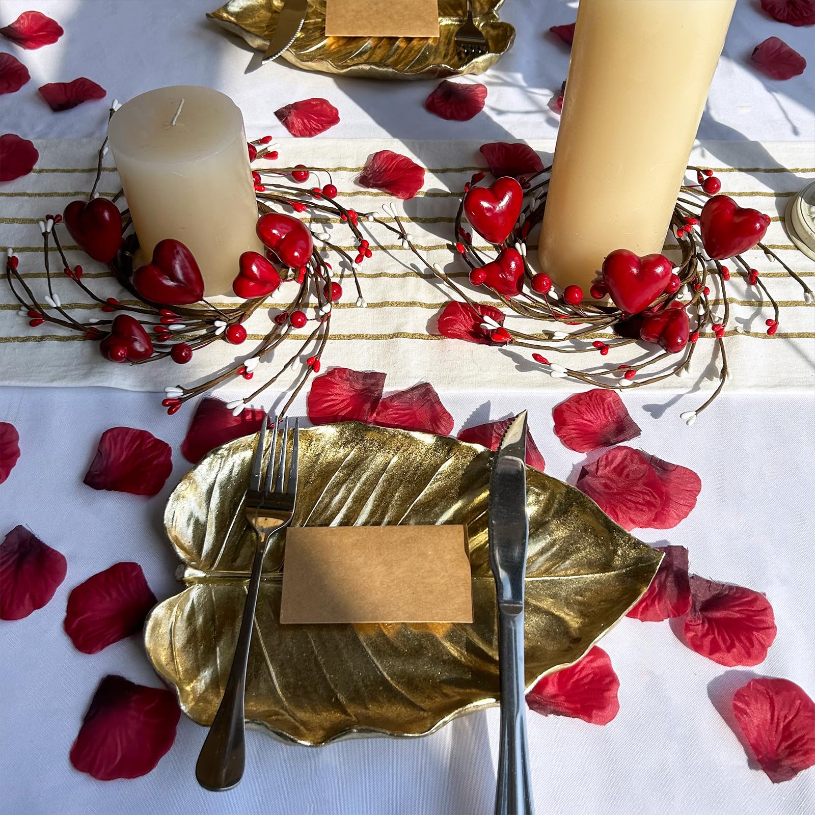 Winlyn 4-Piece Valentine's Day Candle Rings Set - 9.5