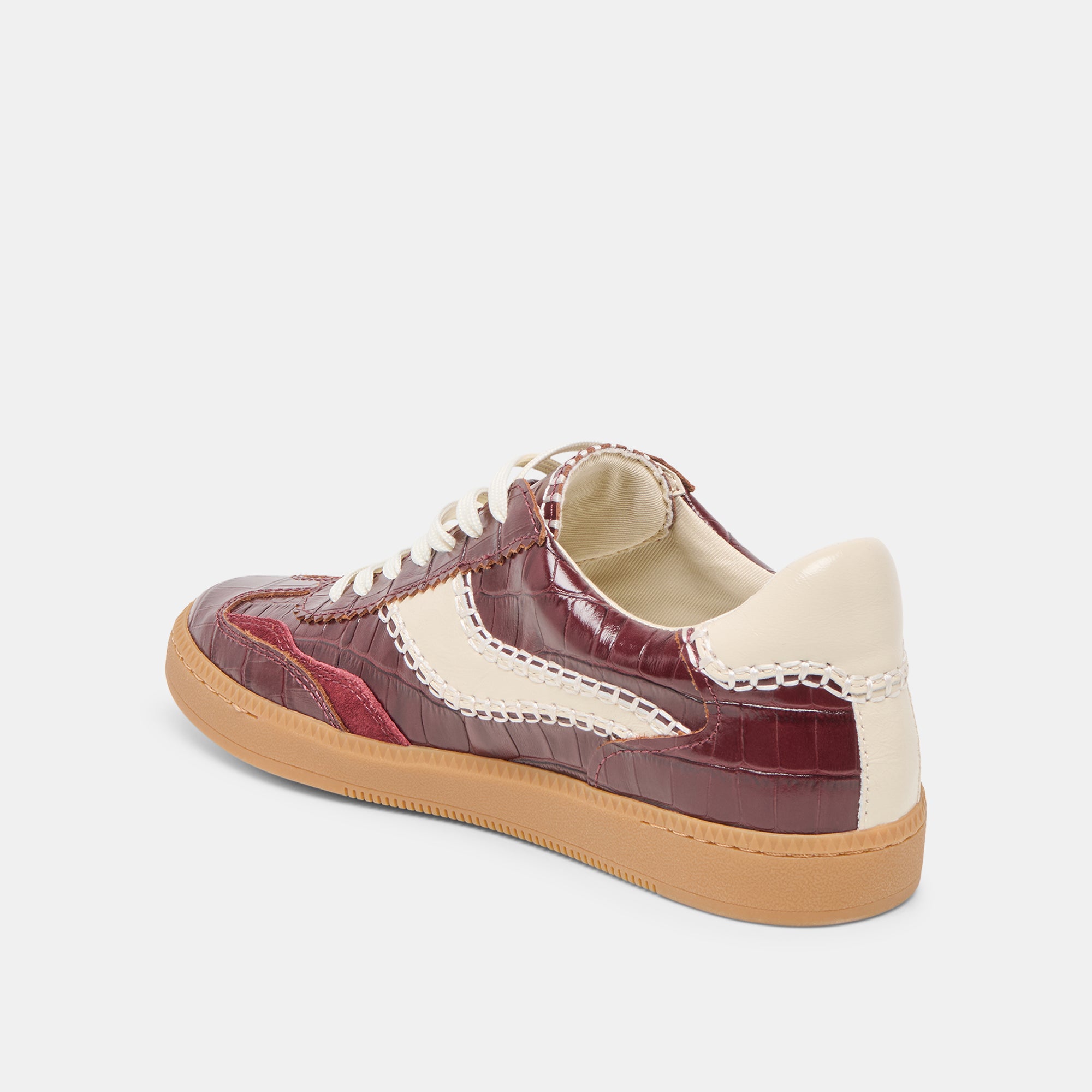 Stylish Stitch Sneakers in Oxblood - Crocodile Embossed Leather for Men & Women | Perfect for Casual Wear, Street Fashion & Everyday Comfort