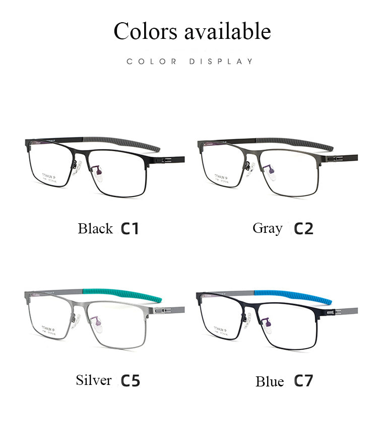 Bclear Men's Full Rim Square Titanium Frame Eyeglasses BSF1981 - Lightweight Durable Glasses for Work, Reading & Daily Wear