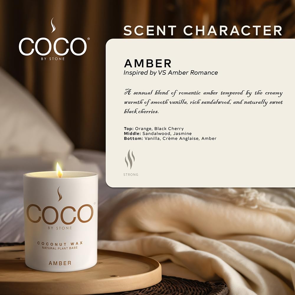 6.5oz Coconut Apricot Wax Candle - Vegan, Cruelty-Free & Clean Burning Home Fragrance with 1 Wick | Amber Scented Candle for Relaxation, Meditation & Home Decor | Hand Poured in USA