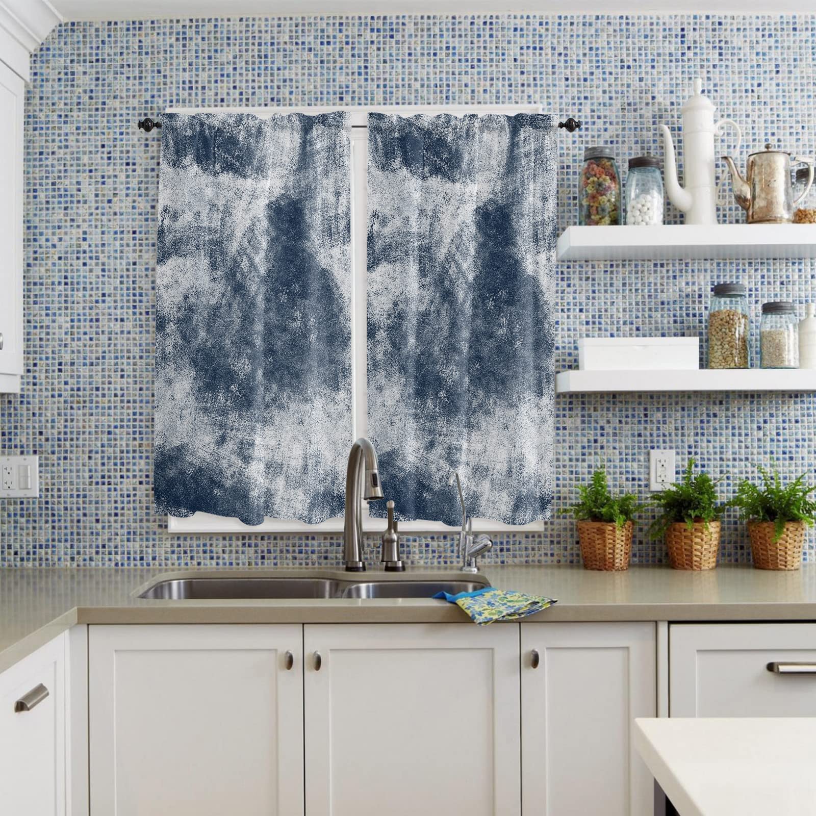 Blue Grey Kitchen Curtains 63