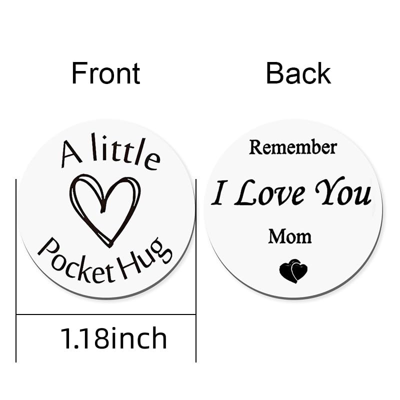 Pocket Hug Token Keychain - Double Sided Keepsake Gift for Mom, Women - Mother's Day, Birthday, Long Distance Relationship Gift from Daughter or Son - PU Leather Keychain for Comfort & Connection (Perfect for Travel, Work, or Daily Reminder of Love)