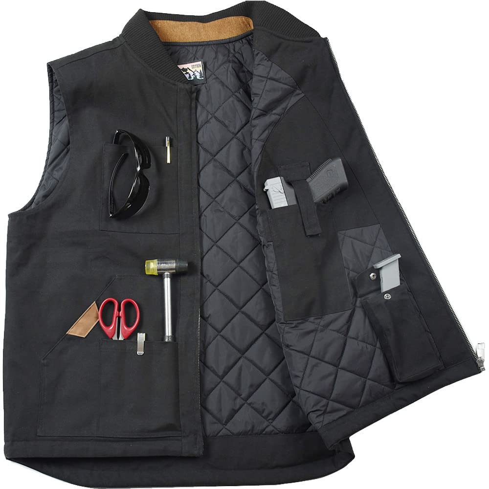 EDTREK Waterproof Concealed Carry Vest with 10 Pockets - Durable Canvas Tactical Vest for Men, Outdoor Activities, Hiking & Everyday Wear - Ideal for Work, Travel and Concealed Carry
