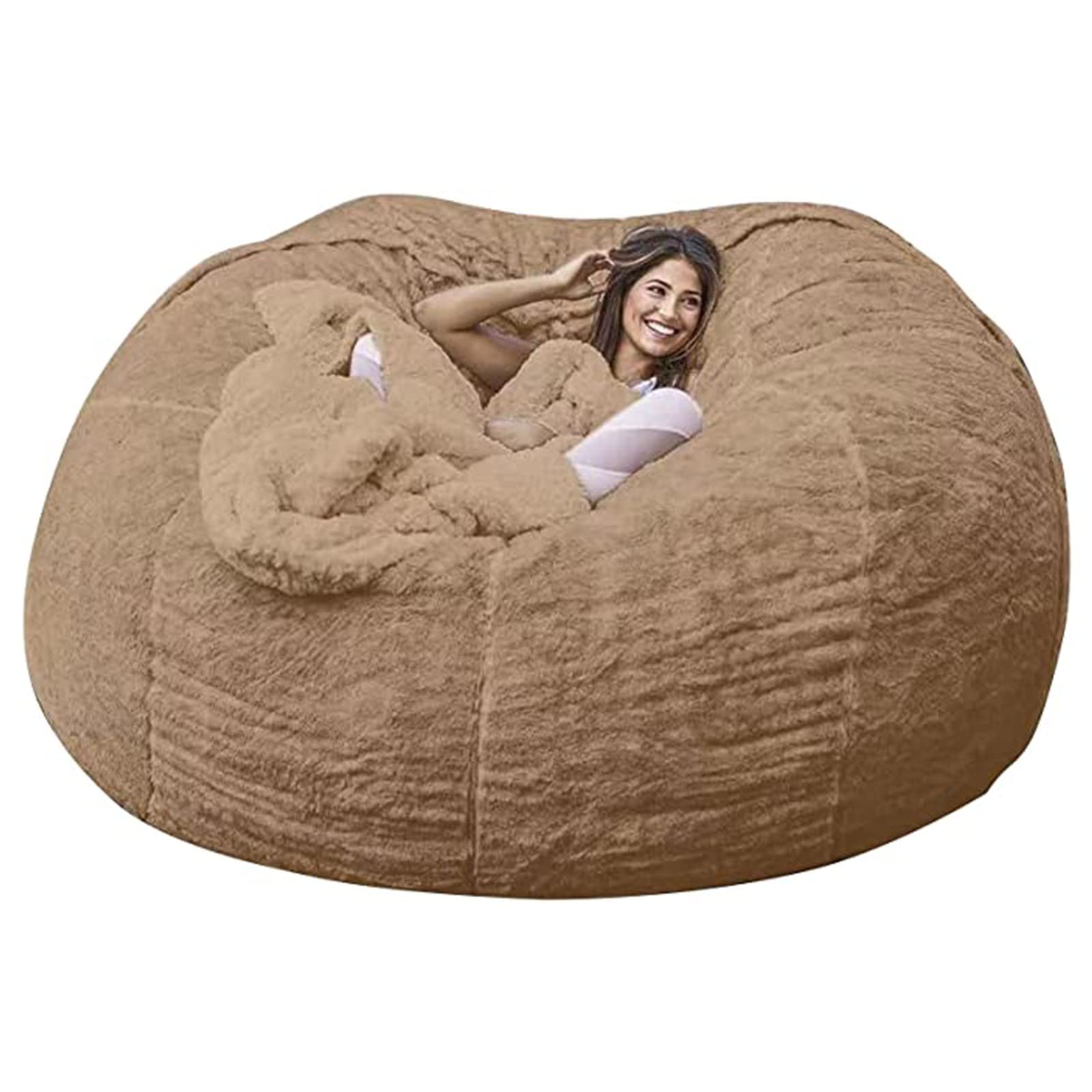 5ft Giant Bean Bag Chair Cover - Soft Velvet Storage Cover for Adults, No Filling Included, Multiple Colors (Color:6) - Perfect for Living Room, Bedroom, Dorm & Game Room Lounging