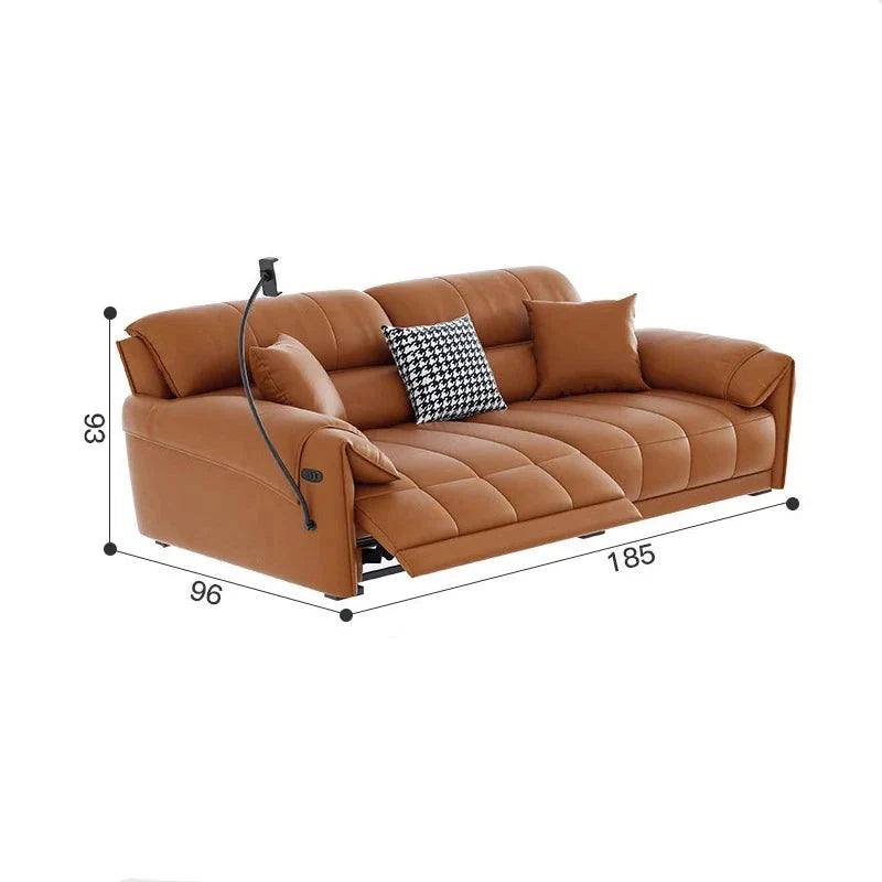 Italian Genuine Leather Recliner Loveseat Sofa - Premium Leather Reclining Couch with Adjustable Backrest for Living Room, Home Theater & Lounge Spaces