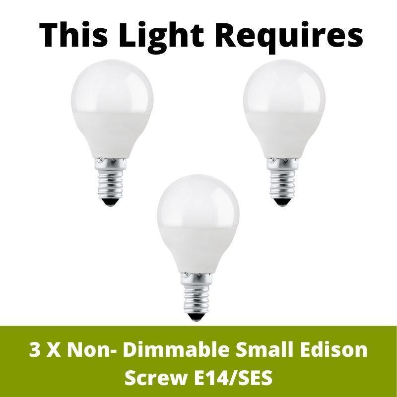 Endon Highclere Brushed Chrome 3-Light Table Lamp with Linen Shade - Perfect for Bedroom Nightstand, Living Room End Table, or Office Desk Lighting
