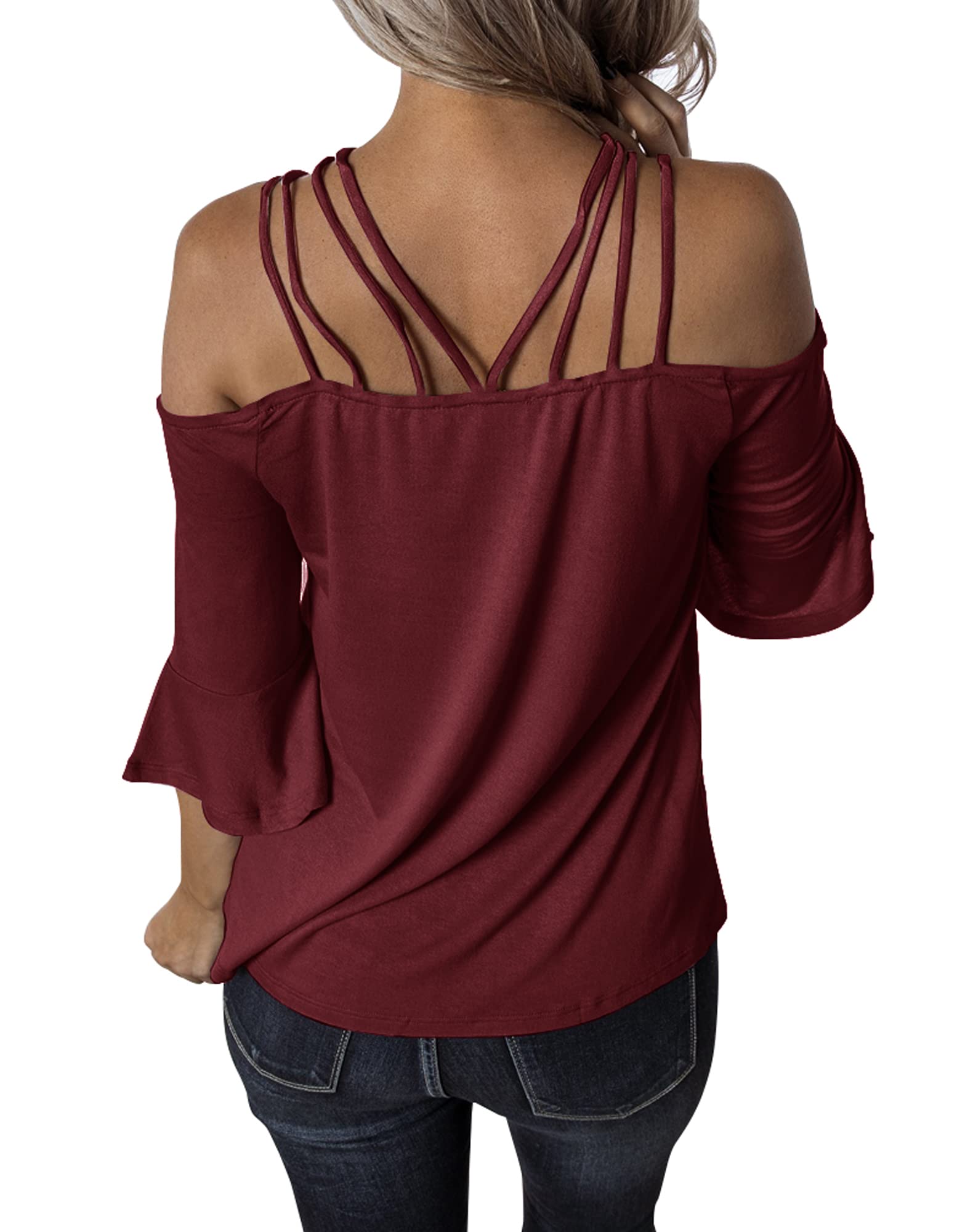 Women's Spaghetti Strap Cold Shoulder Tops - Casual Half Sleeve Blouses for Summer, Beach, and Date Night Outfits | Trendy & Comfortable Fashion Tops