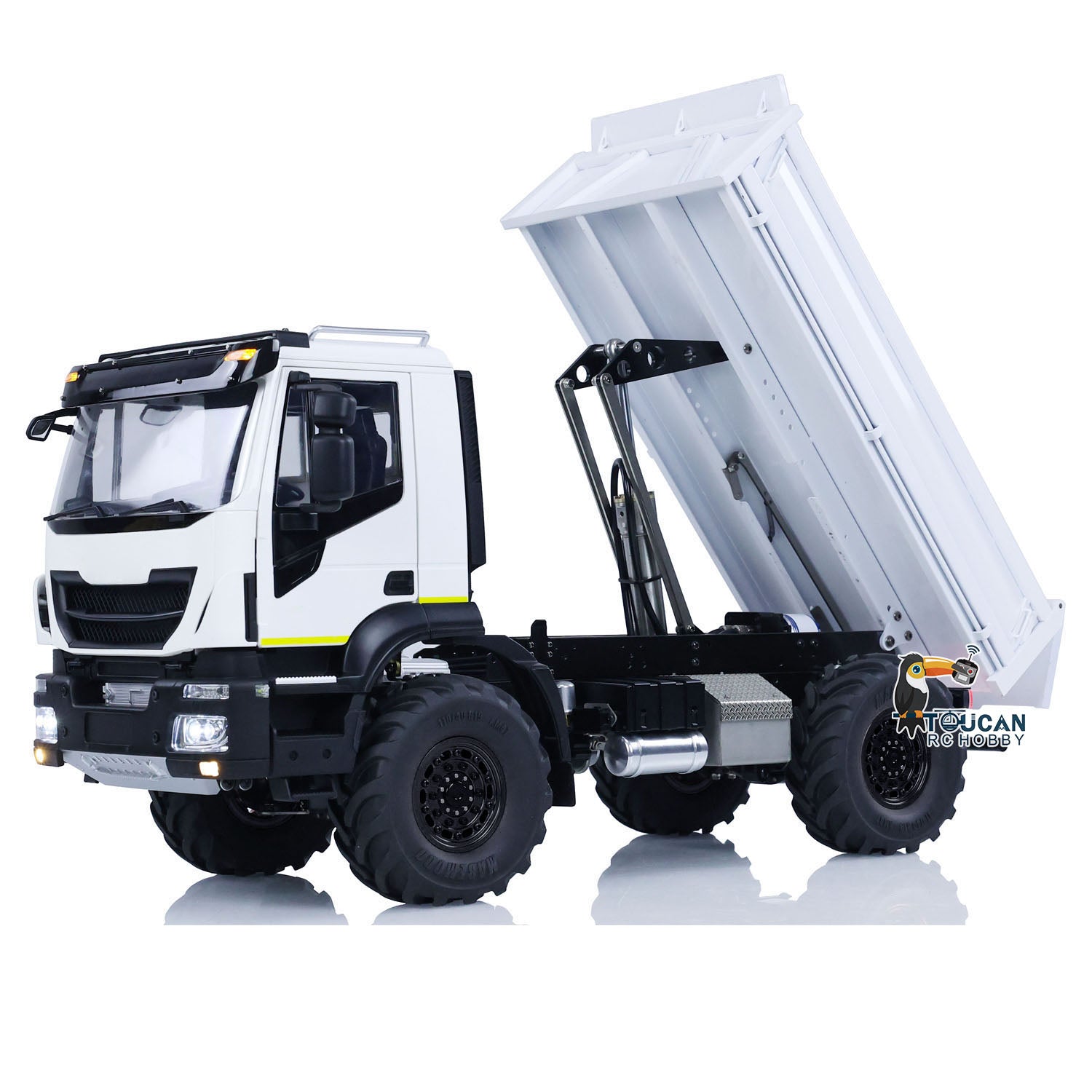 1/14 Scale Metal 4x4 RC Hydraulic Dump Truck - Remote Controlled Electric Tipper Dump Truck with Realistic Emulation | Hobby Model Car for Off-Road Play & Construction Site Simulation