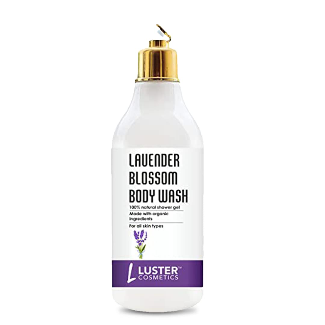 Luster Cosmetics Lavender Blossom Body Wash & Shower Gel - 100% Natural, Paraben-Free, Calming & Hydrating for Dry Skin - 300ml | Relaxing Aromatherapy for Stress Relief & Better Sleep