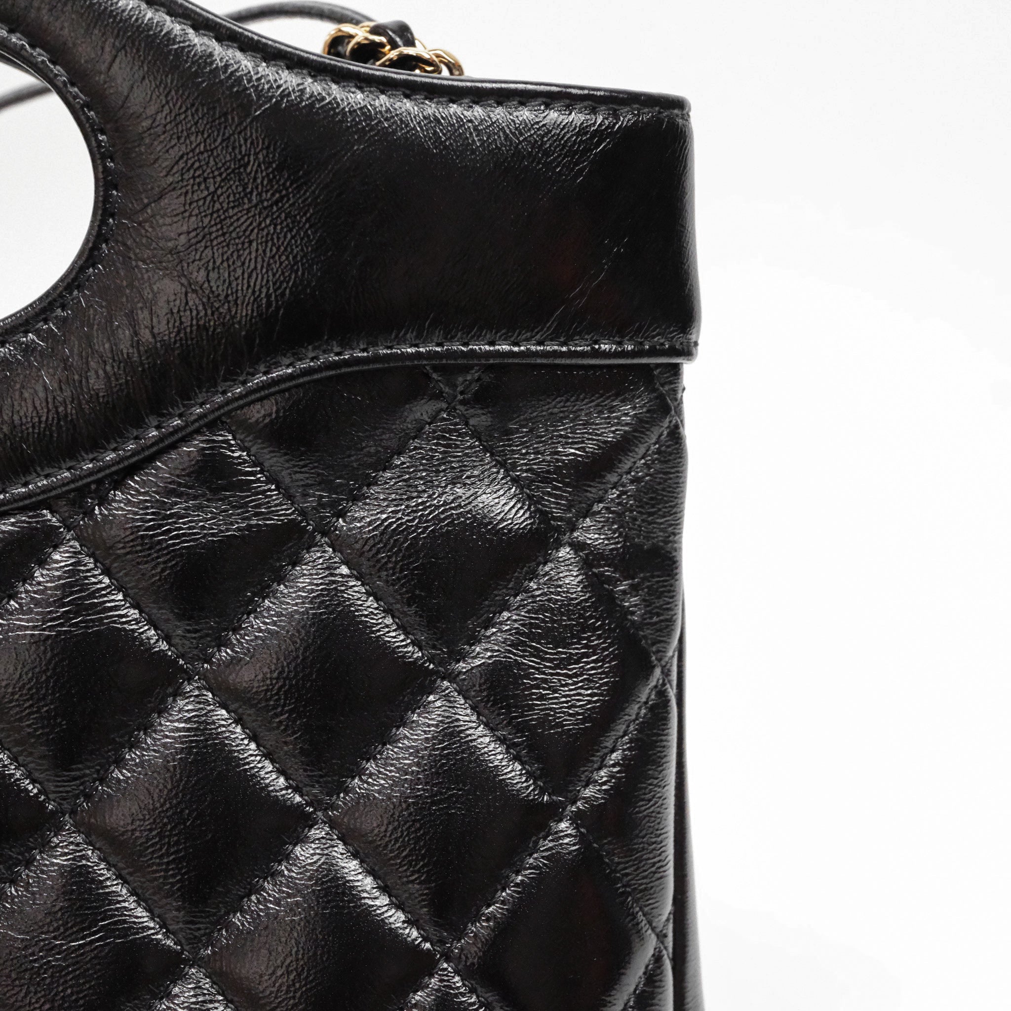 Chanel 31 Small Shopping Bag in Shiny Black Lambskin with Gold Hardware - Luxury Designer Handbag for Women, Perfect for Evening Events & Daily Use