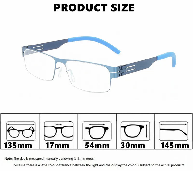 Aimee Women's Full Rim Square Screwless Steel Eyeglasses 13517 - Stylish Lightweight Glasses for Work, Reading & Fashion