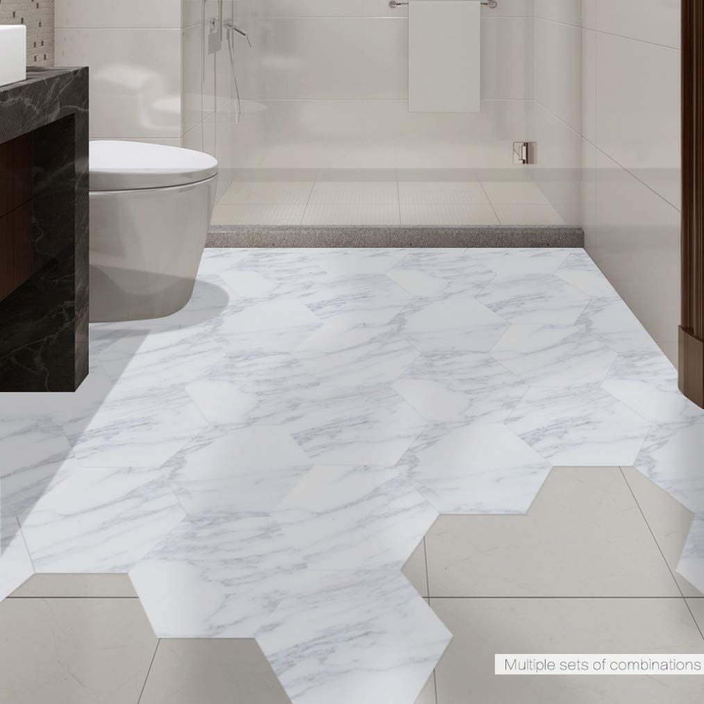Hexagon Non-Slip Vinyl Floor Tile Stickers - Waterproof Peel & Stick Wall Decals for Home Decor, Kitchen, Bathroom & Living Room - Perfect for DIY Home Improvement, Kids Play Area & Pet-Friendly Spaces