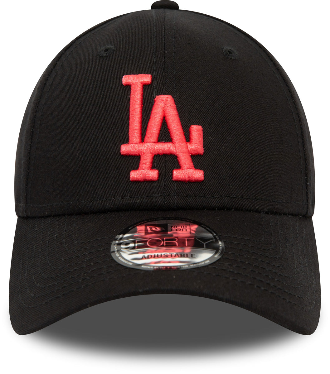 Los Angeles Dodgers New Era 9Forty League Essential Black Baseball Cap - Adjustable Snapback Hat for Men & Women - Perfect for Baseball Games, Streetwear Fashion & Sports Fans