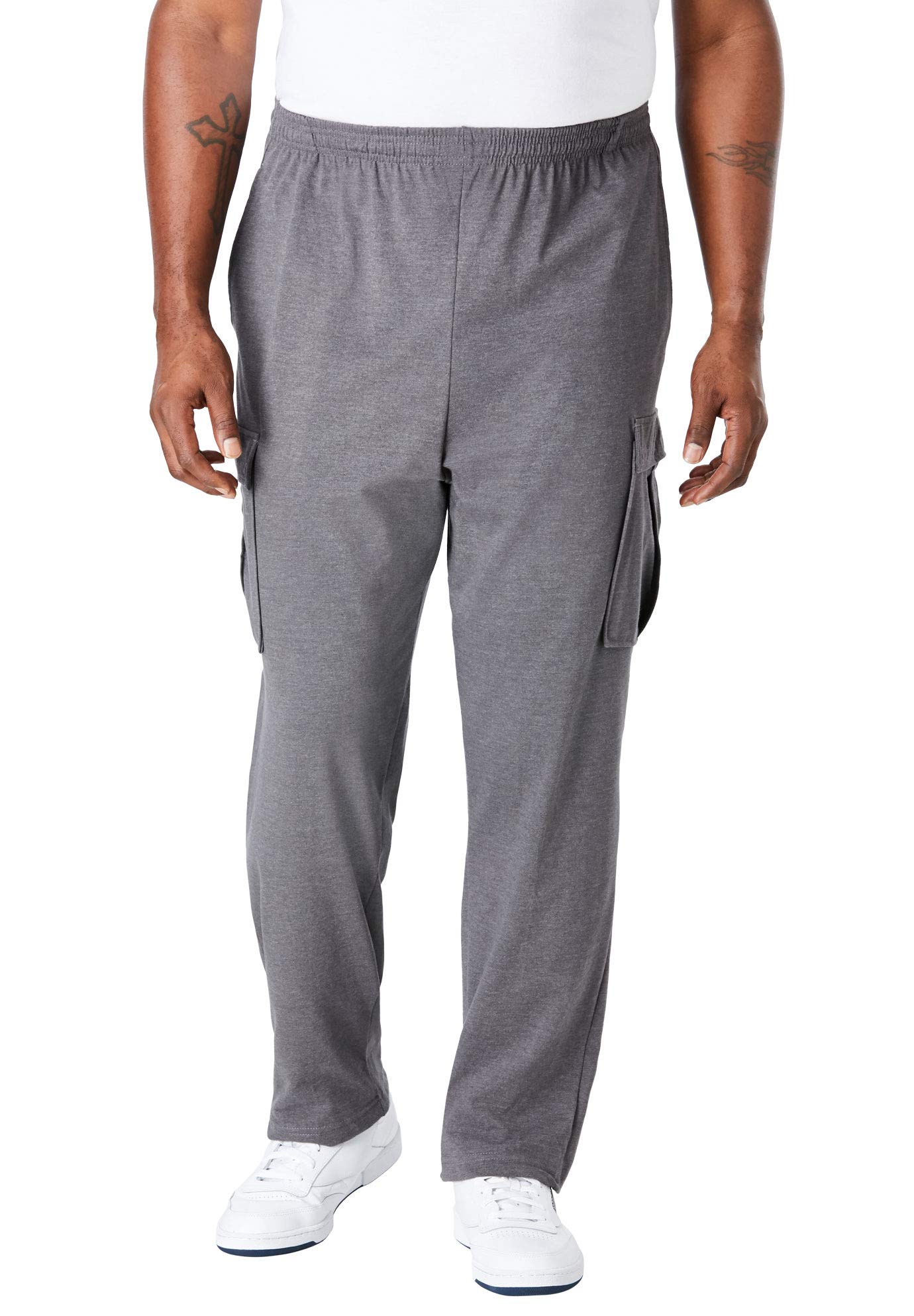 KingSize Men's Big & Tall Lightweight Jersey Cargo Sweatpants - Comfortable Lounge Pants for Casual Wear, Workout & Home Relaxation