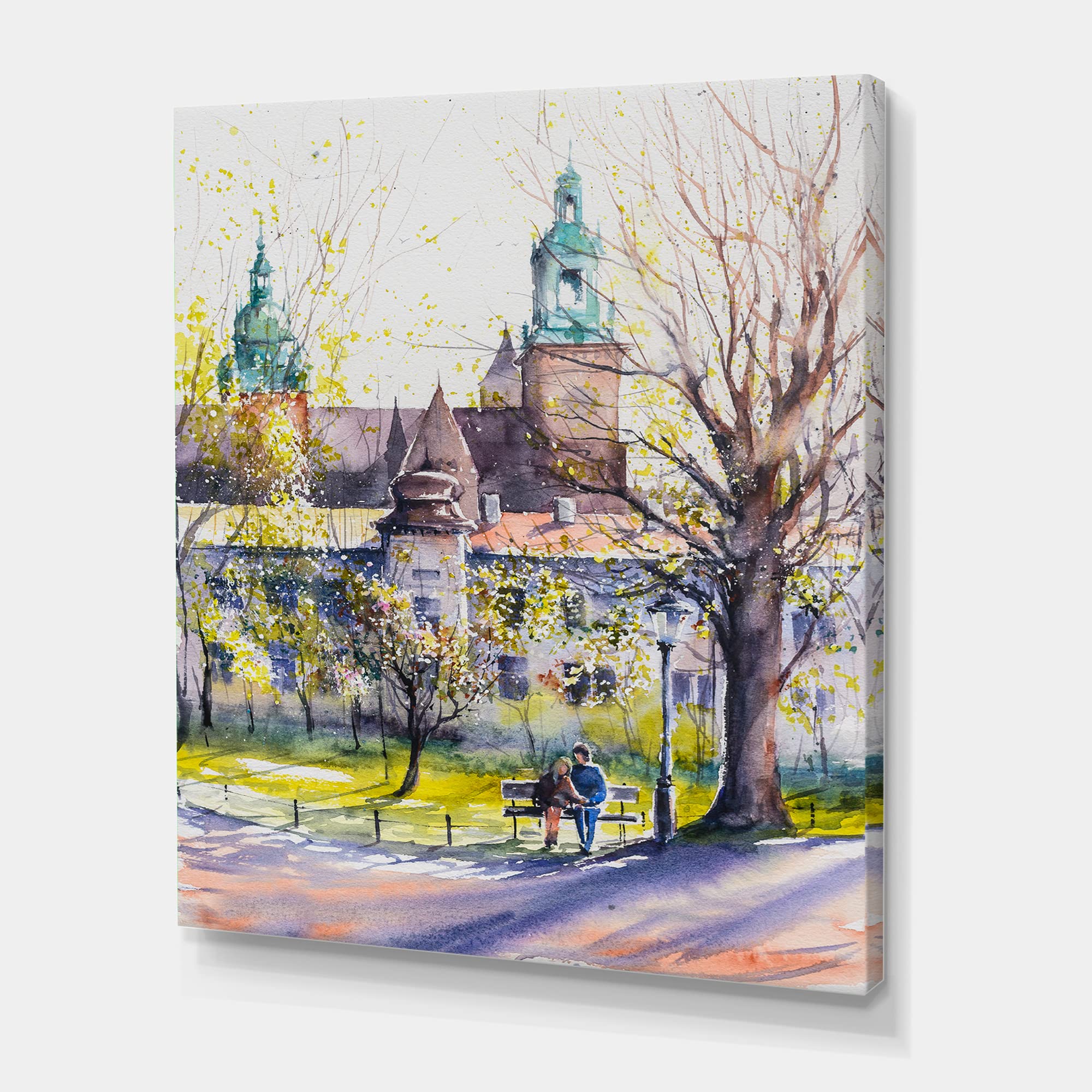 Castle Through The Trees Park Country Canvas Wall Art - Vintage Landscape Painting for Living Room, Bedroom & Office Decor