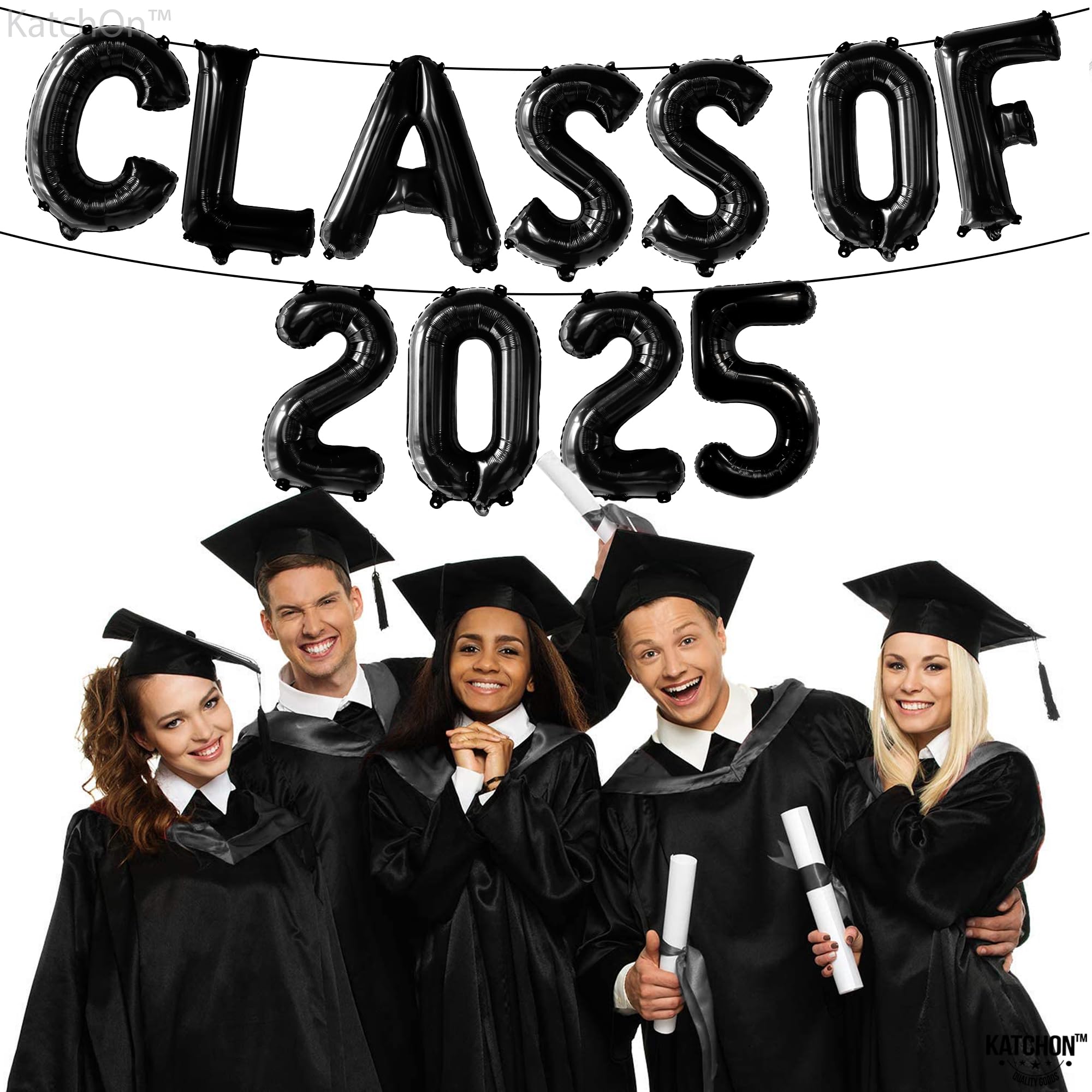 Class of 2025 Graduation Balloons - 16 Inch Black Latex Balloons for High School & College Graduation Decorations - Perfect for Graduation Parties, Photo Backdrops & Celebration Decor