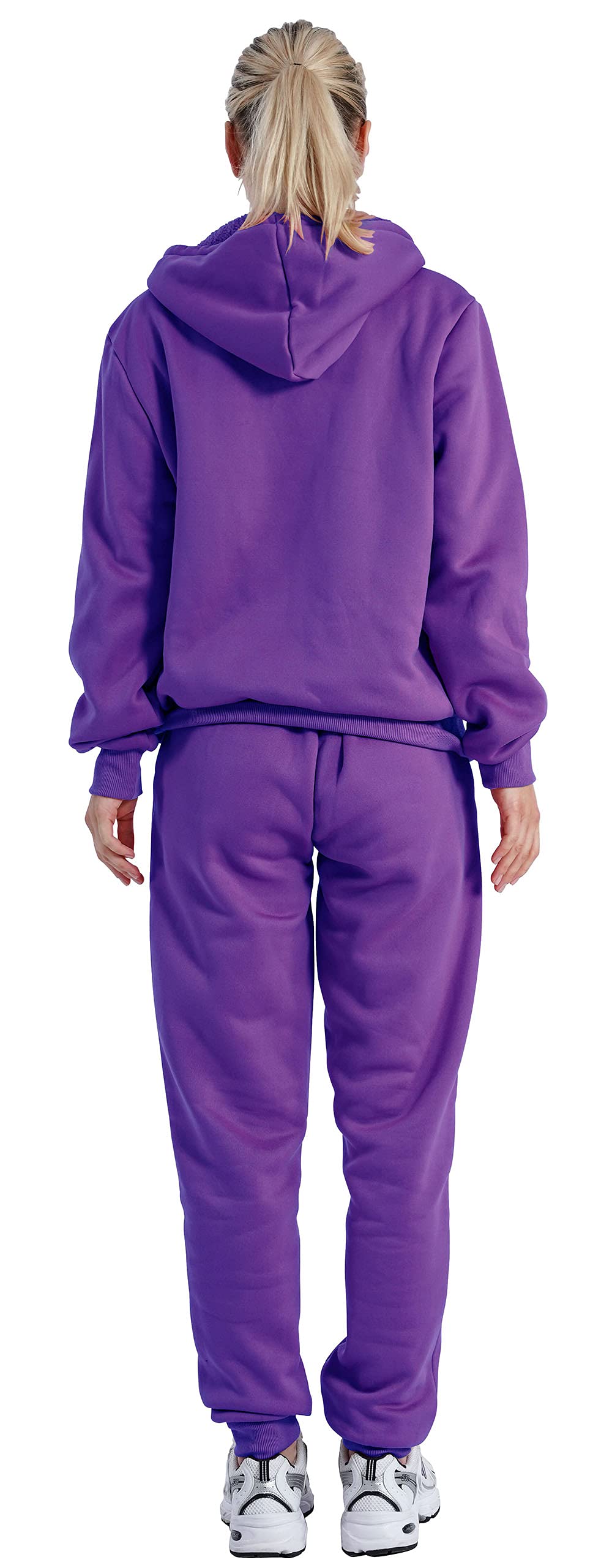 Women's Sherpa Lounge Set - Cozy Winter Jacket & Pants Outfit, Plus Size 2XL Purple Track Suit for Home Comfort, Streetwear & Casual Sports | Perfect for Lounging, Running Errands & Winter Relaxation