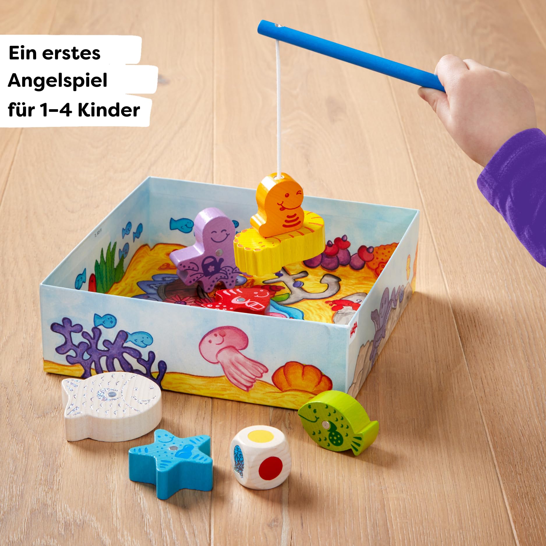 HABA Magnetic Fishing Game for Toddlers - Educational Learning & Preschool Toys for Kids Ages 2-5 | Fun First Games with Wooden Fish | German Made Early Childhood Development Toy for Fine Motor Skills | Perfect for Birthday Gifts, Classroom Activities & Family Game Night