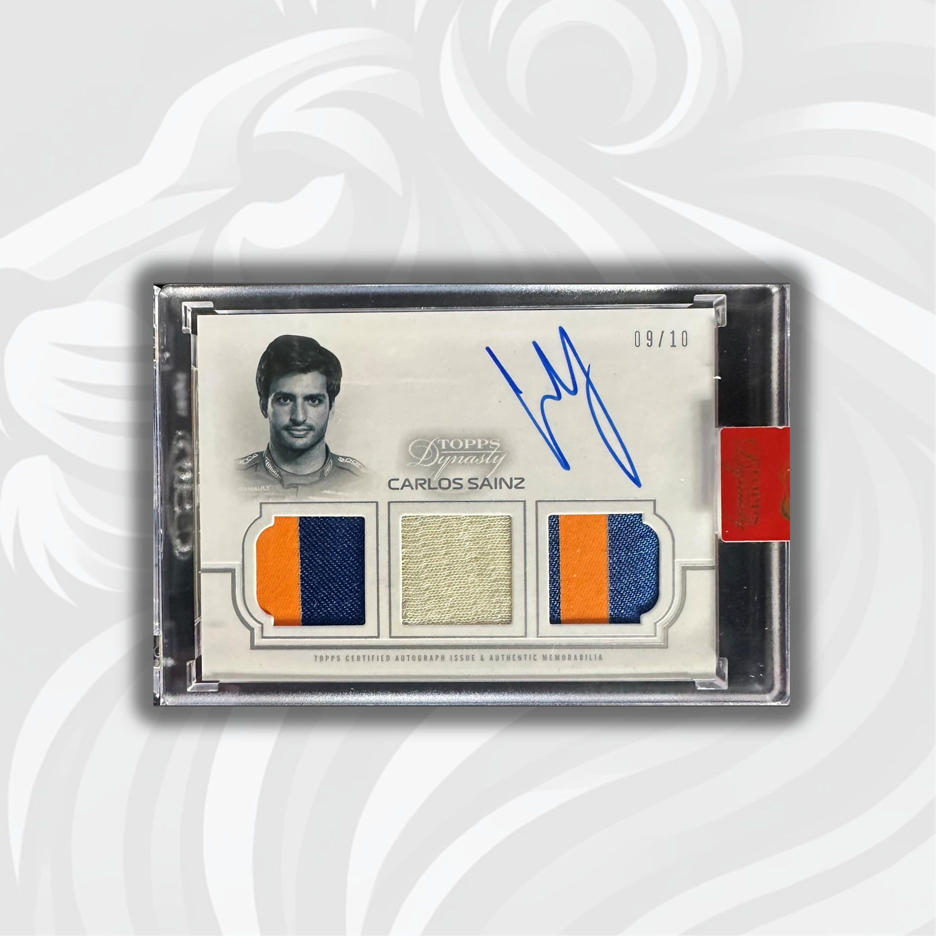 2020 Carlos Sainz Triple Relic Autograph Card #TRA ICS - 09/10 Silver Edition - Perfect for F1 Collectors and Racing Memorabilia Enthusiasts
